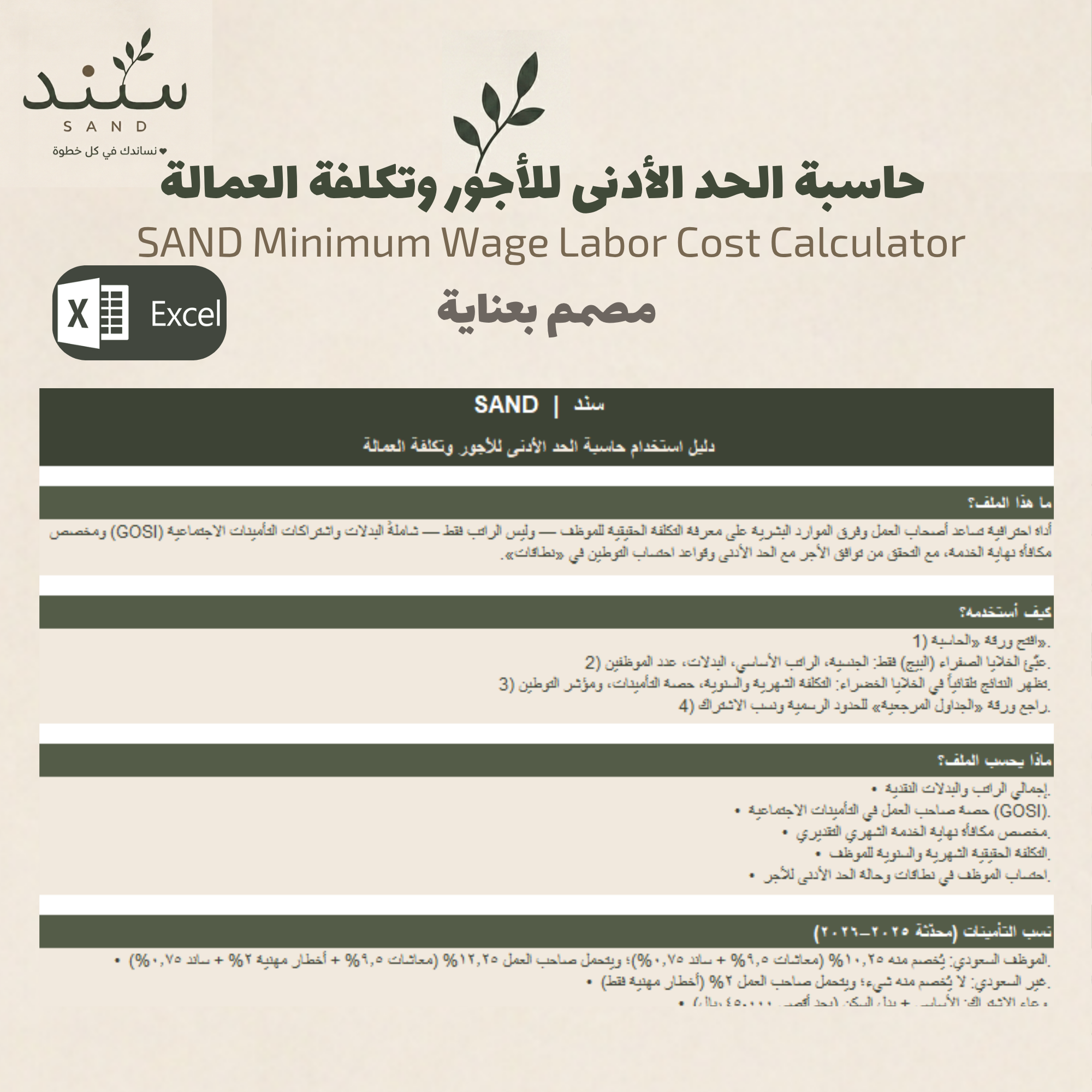 حاسبة الحد الأدنى للأجور وتكلفة العمالة