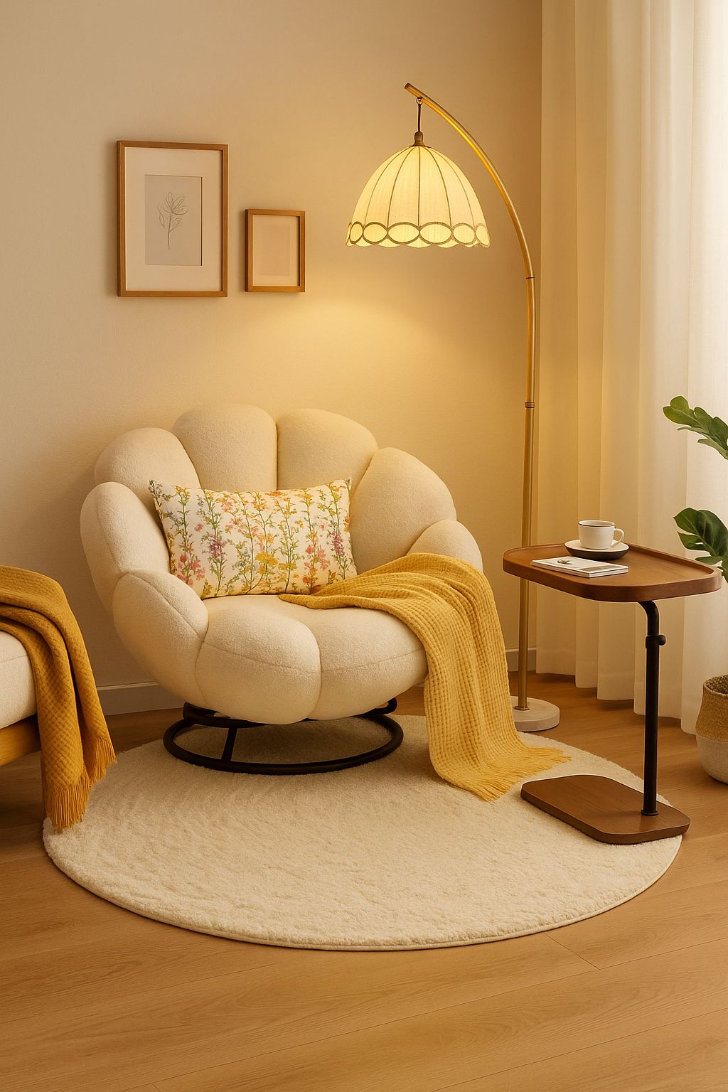 تنسيق ركن جلوس " بطابع ابيض وأصفر "