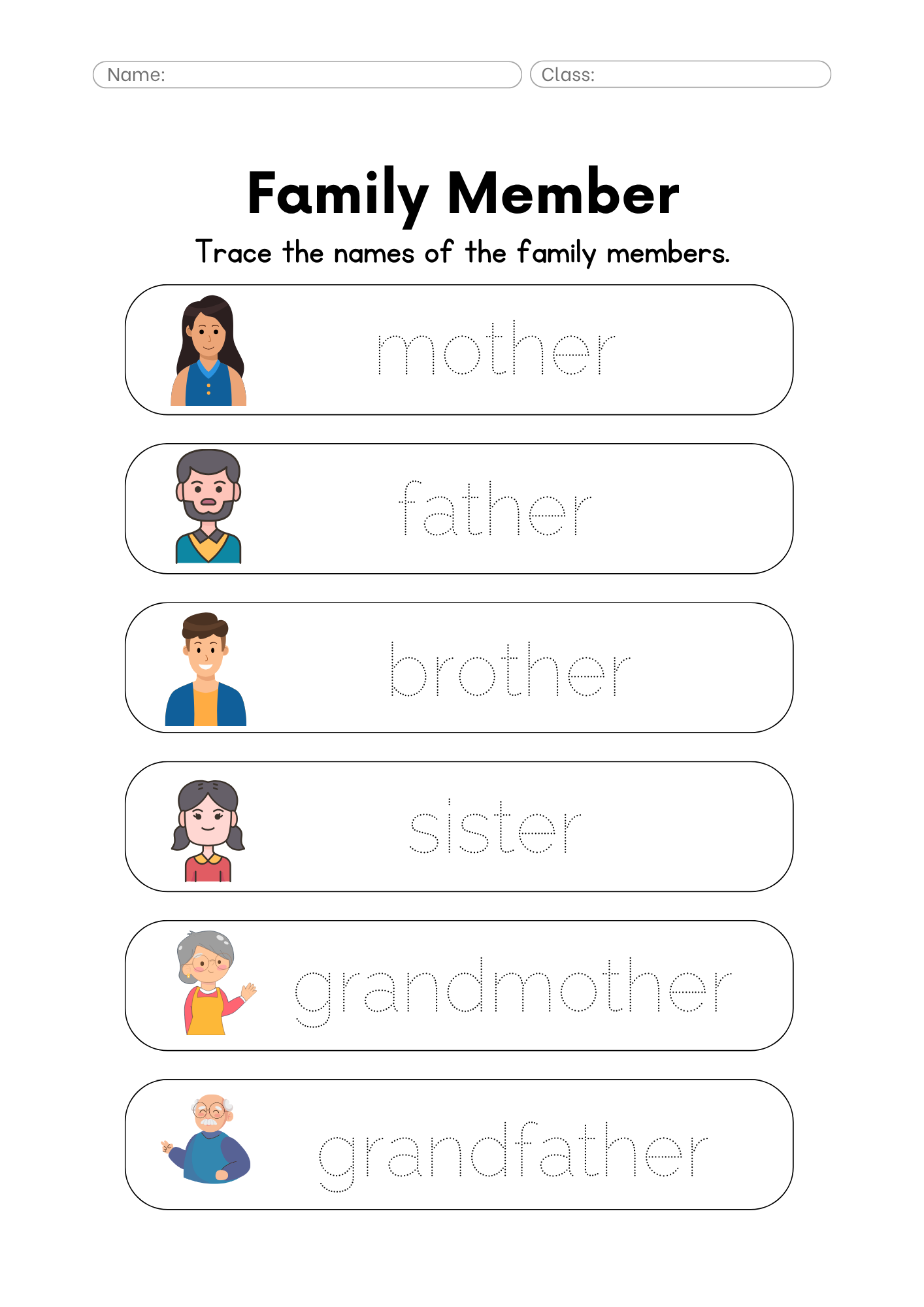 أوراق عمل درس ( my family ) مادة اللغة الإنجليزية pdf