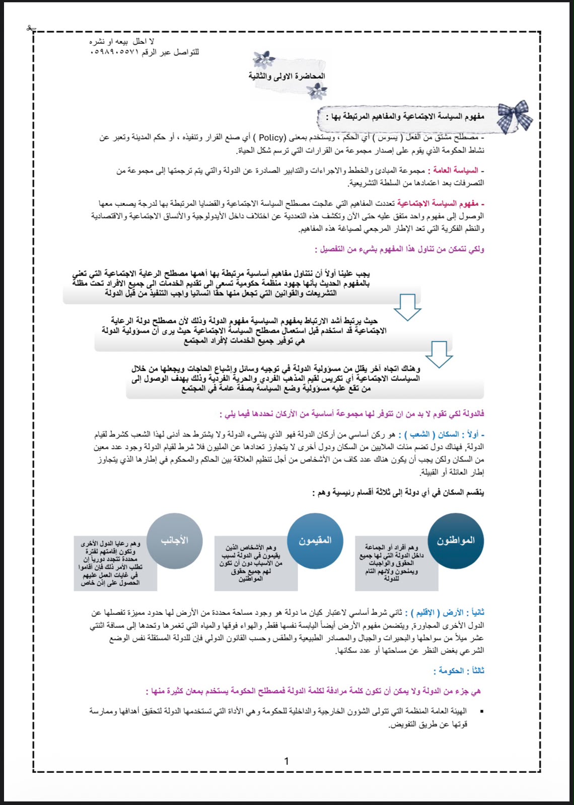 ملخص السياسه الاجتماعيه