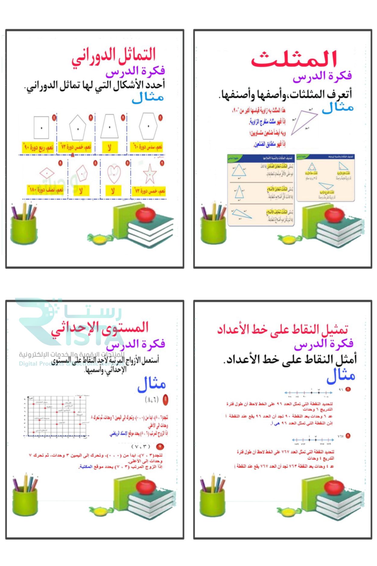 مطوية الأشكال الهندسية و الاستدلال المكاني رياضيات رابع ابتدائي  الفصل الدراسي الثاني