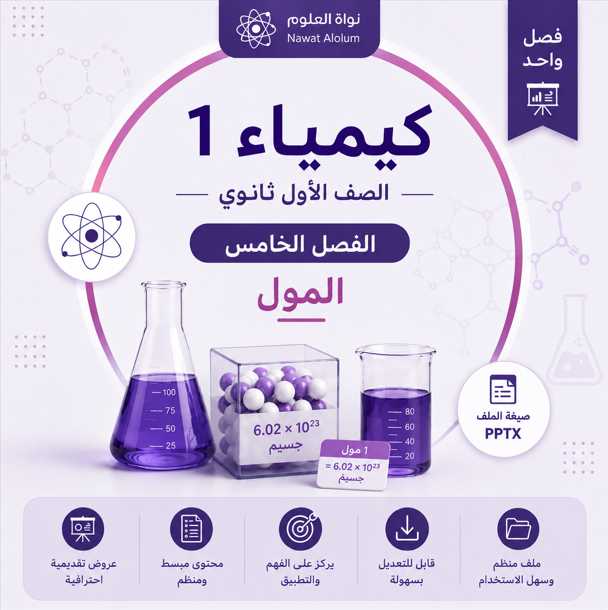 عروض دروس الفصل الخامس ( المول ) مقرر كيمياء 1