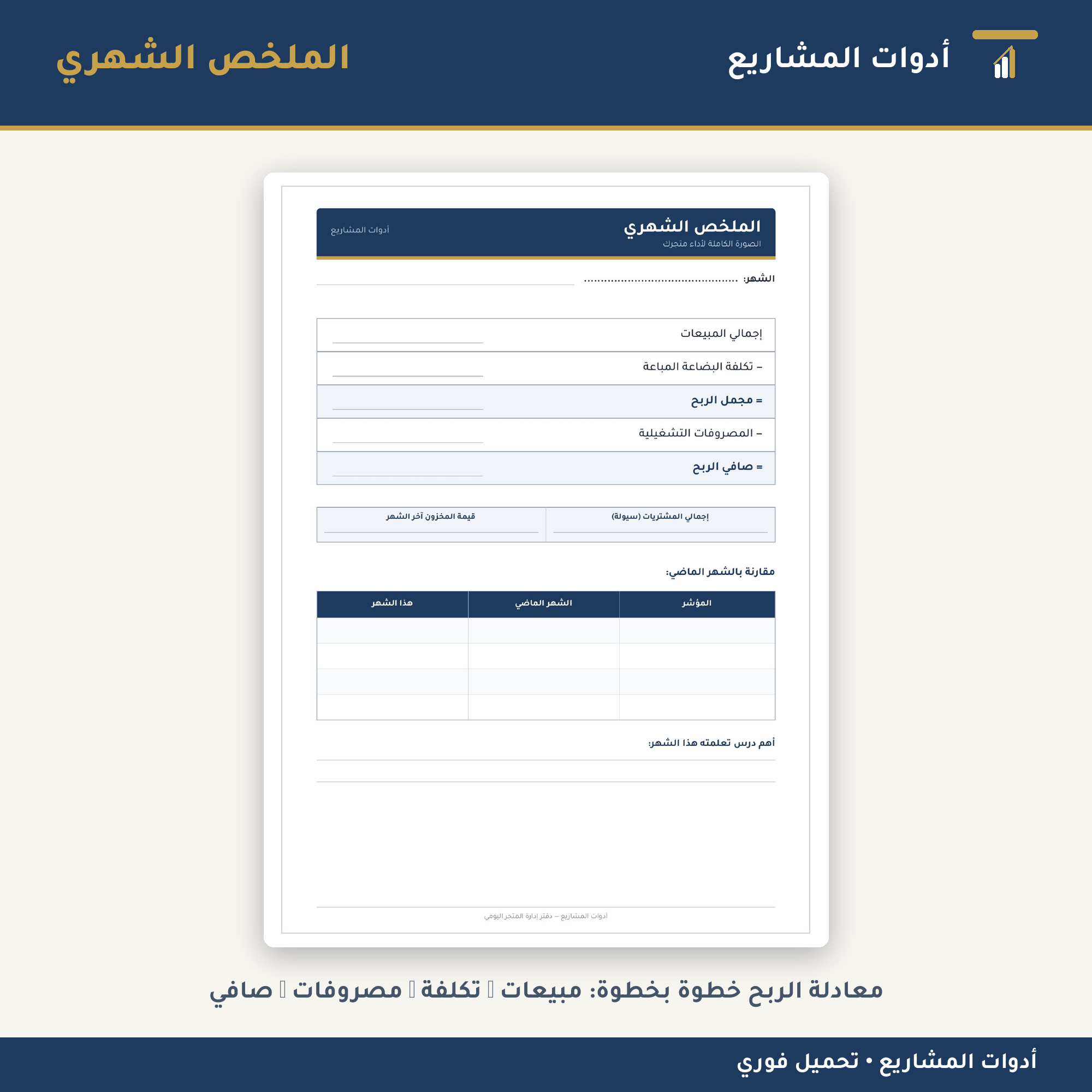 دفتر إدارة المتجر اليومي — PDF جاهز للطباعة لتسجيل المبيعات والمصروفات والمخزون