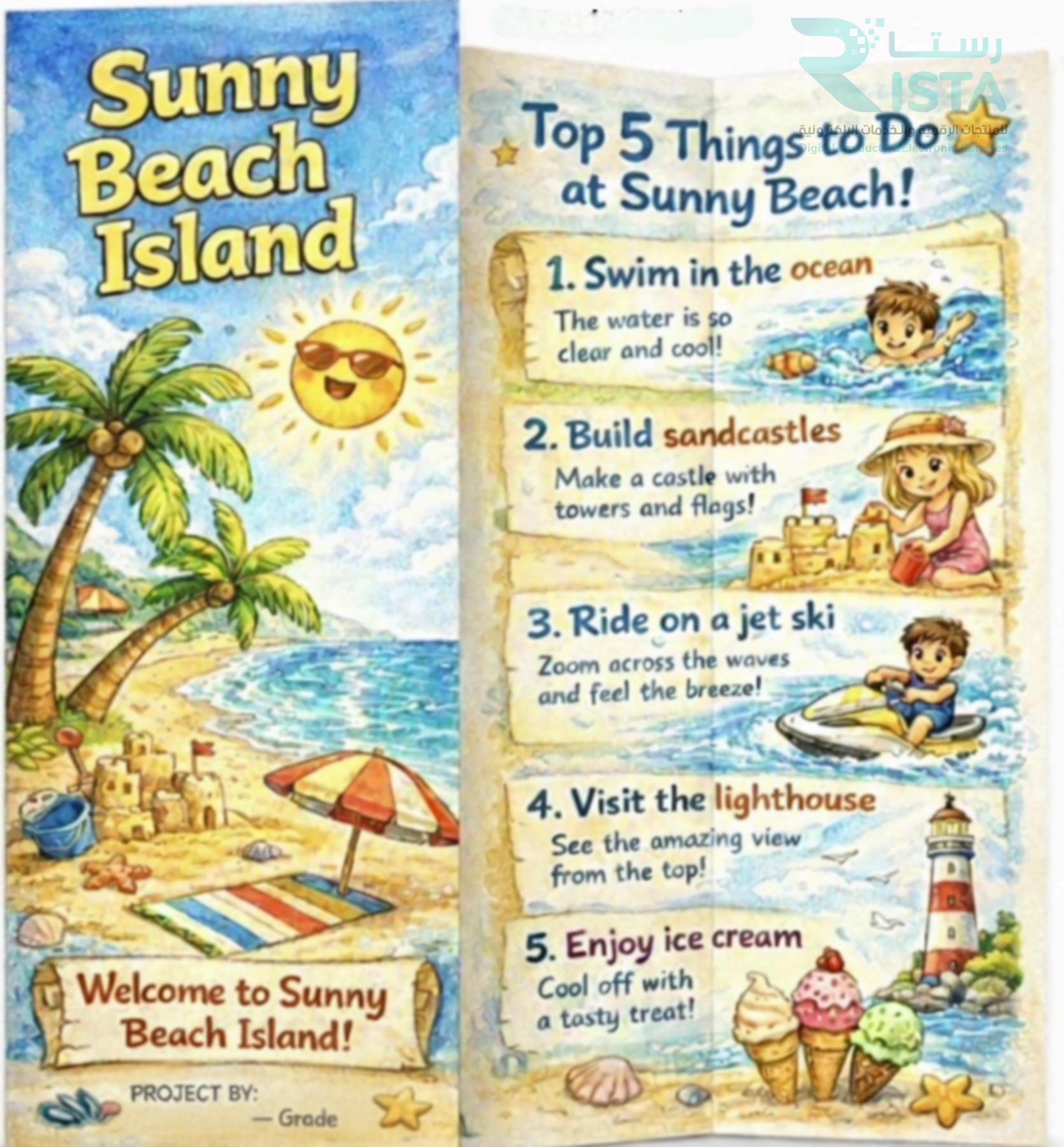 مطوية Outdoor Activities إنجليزي الصف الخامس ابتدائي  الفصل الدراسي الثاني