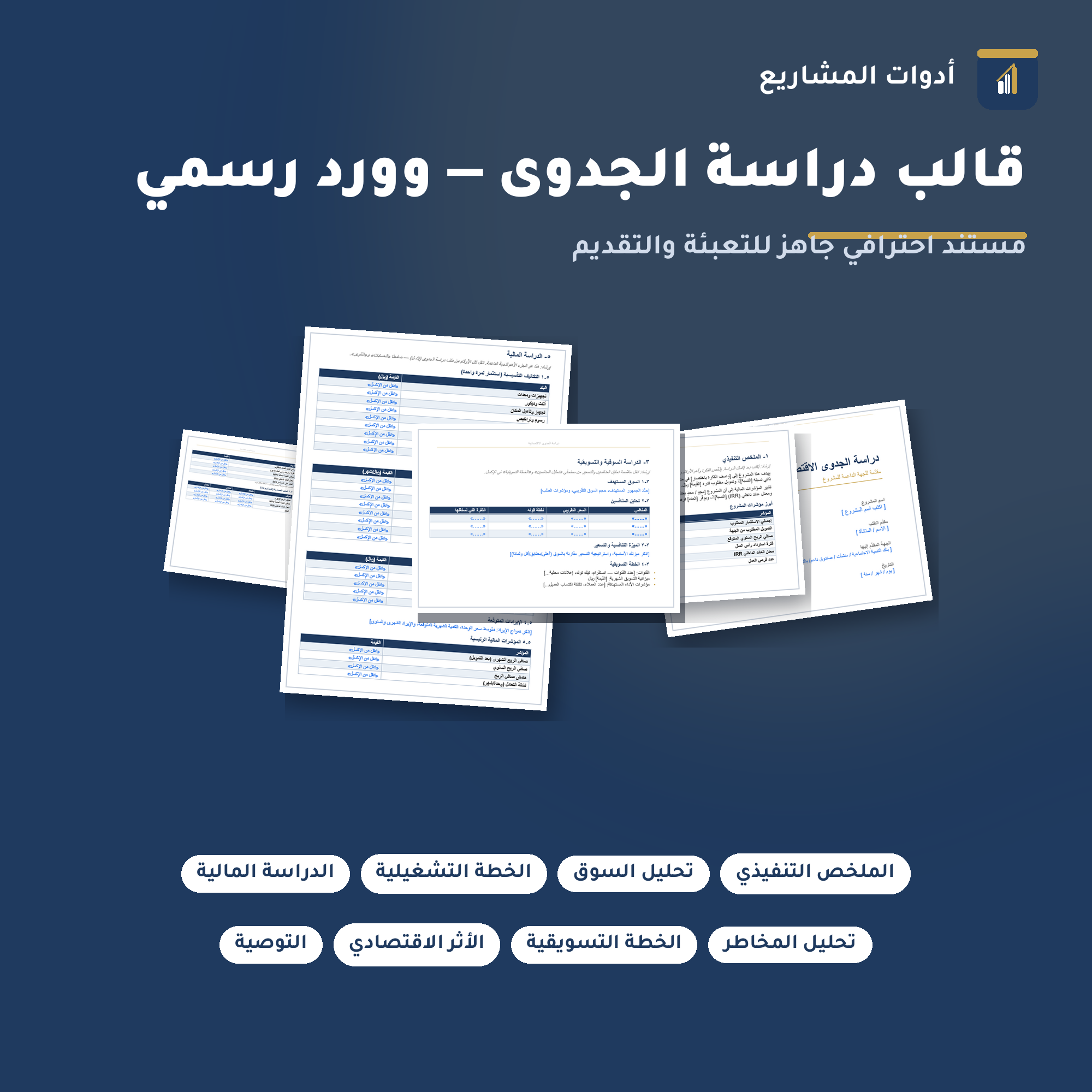 قالب دراسة جدوى اقتصادية جاهز — إكسل + قالب تقربر وورد مجاناً