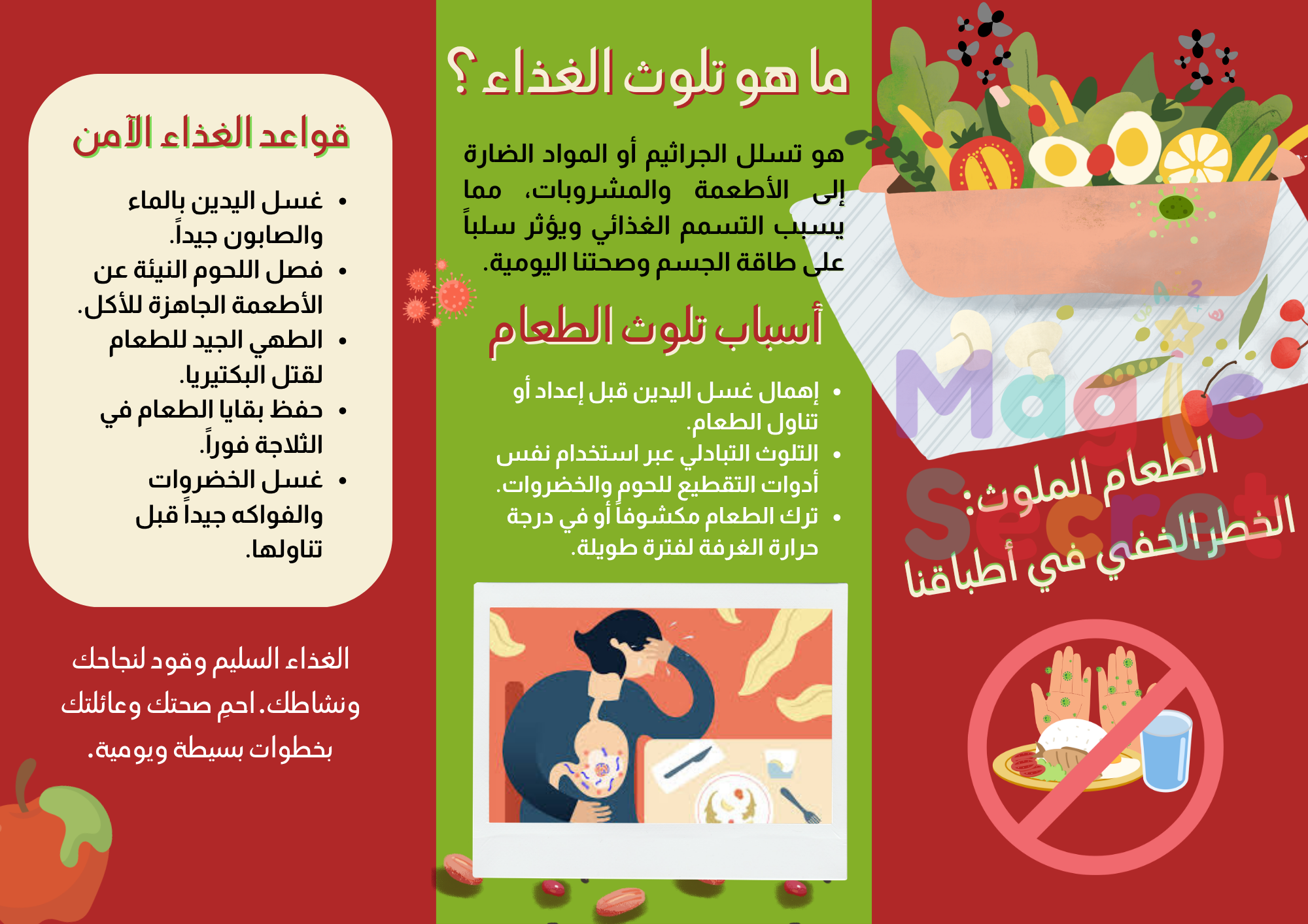 مطوية "الطعام الملوث" للصف الأول الابتدائي