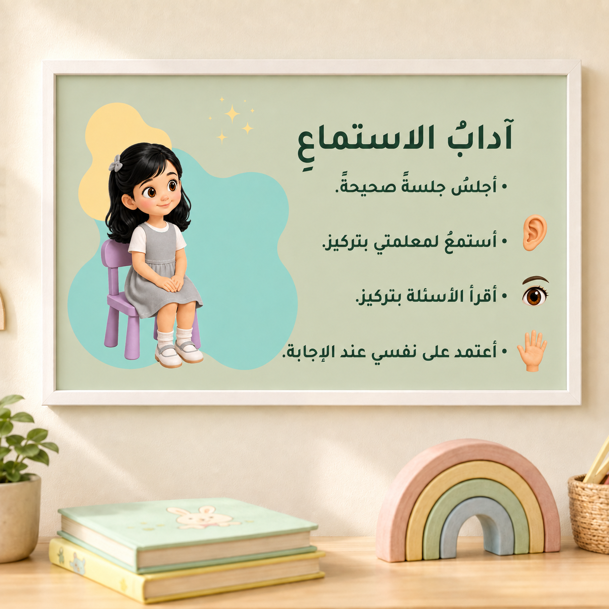 سبع لوحات قوانين القراءة وآداب التواصل رمادي