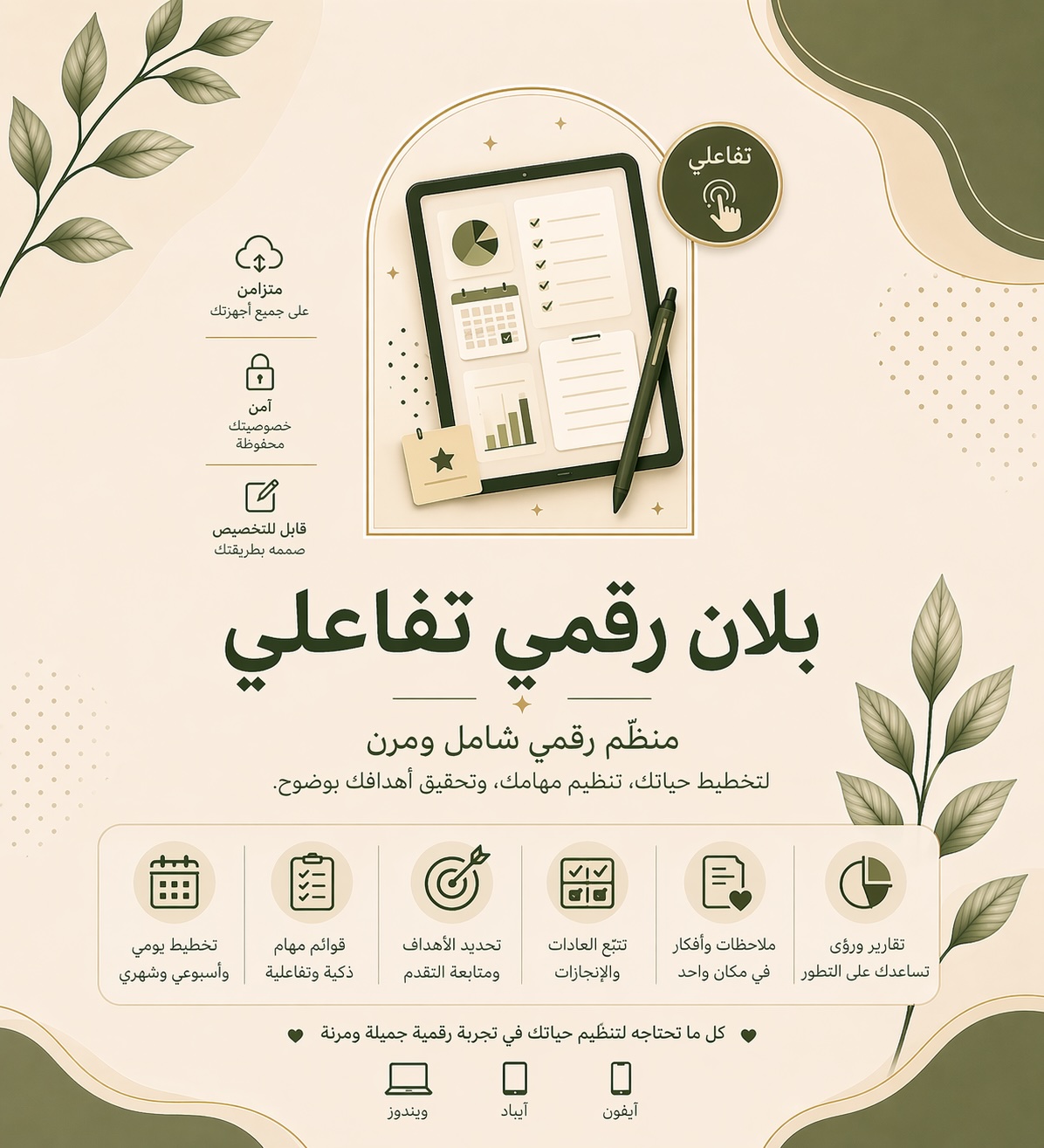 بلانر رقمي تفاعلي | سنتين كاملتين | ٤ ثيمات | يدعم GoodNotes