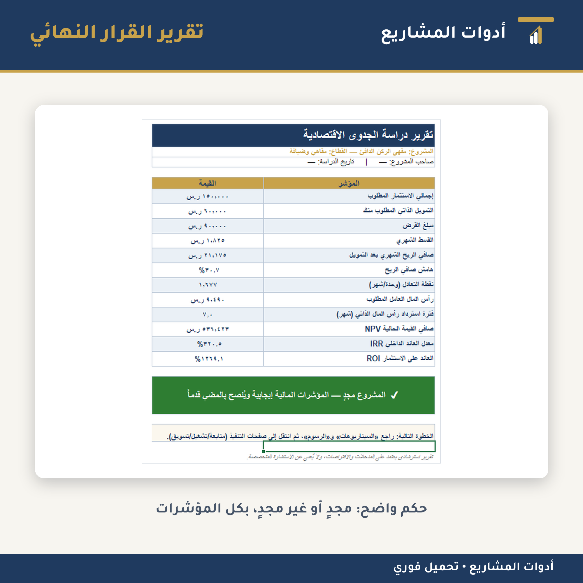 قالب دراسة جدوى اقتصادية جاهز — إكسل + قالب تقربر وورد مجاناً