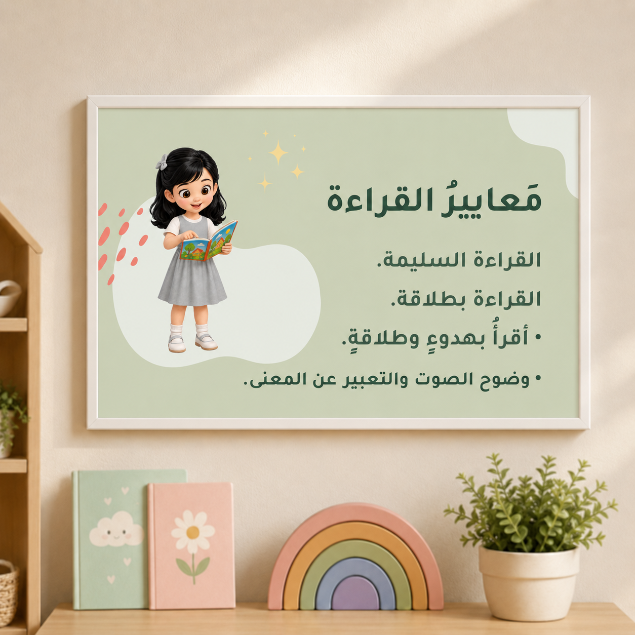 سبع لوحات قوانين القراءة وآداب التواصل رمادي