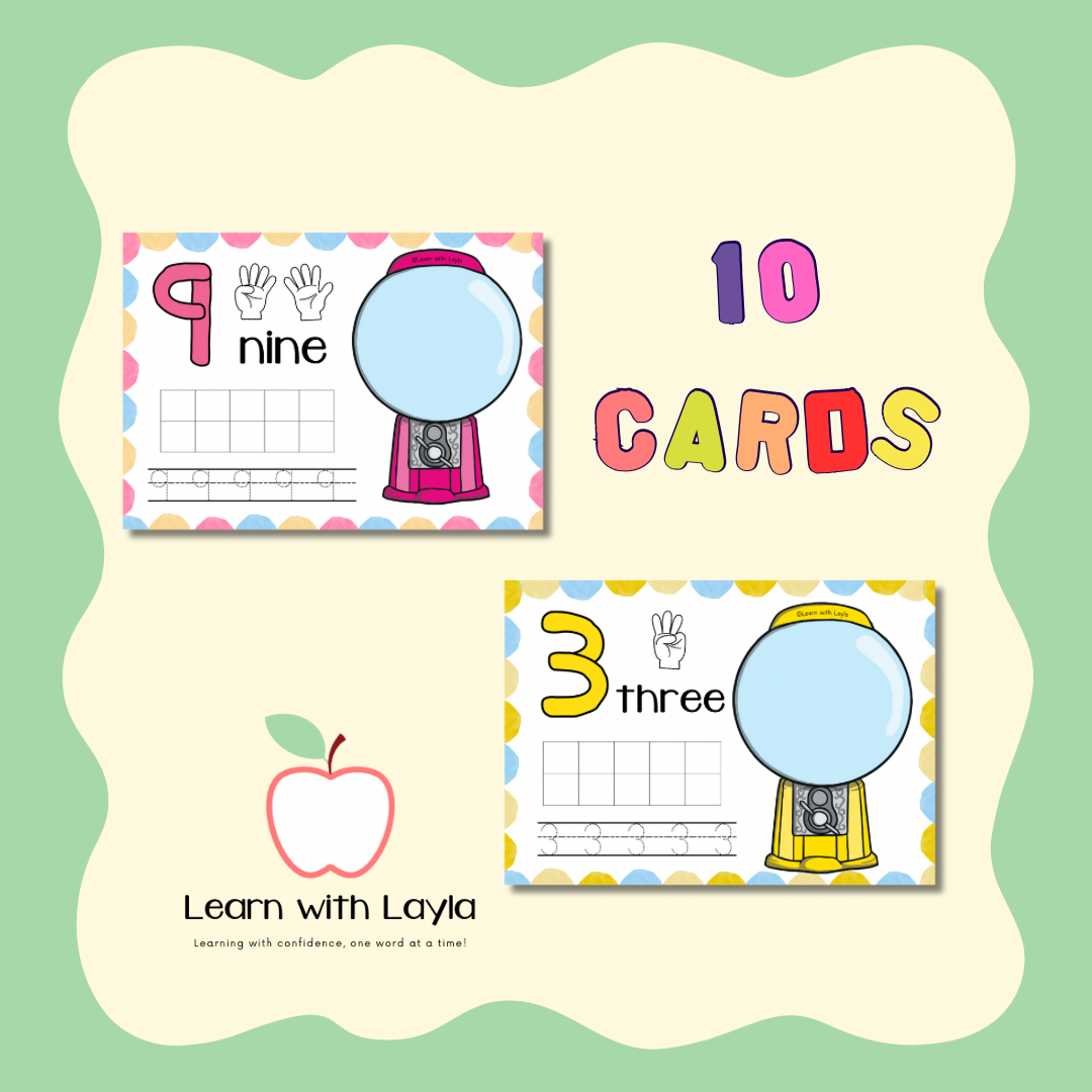 Gumball Numbers Playdough Mats (1-10)