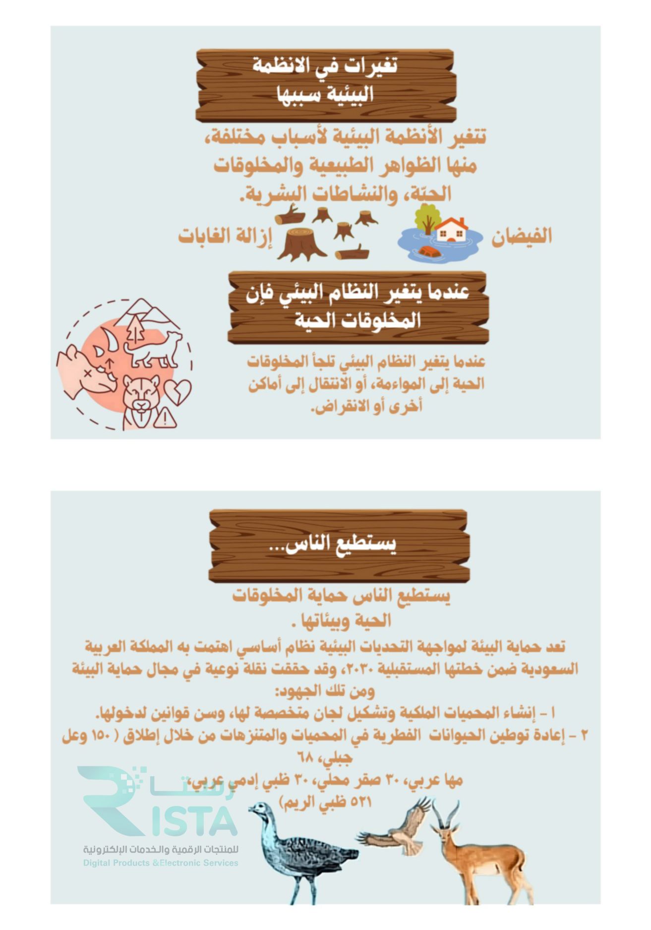 مطوية التغيرات في الأنظمة البيئية علوم  رابع ابتدائي  الفصل الدراسي الأول