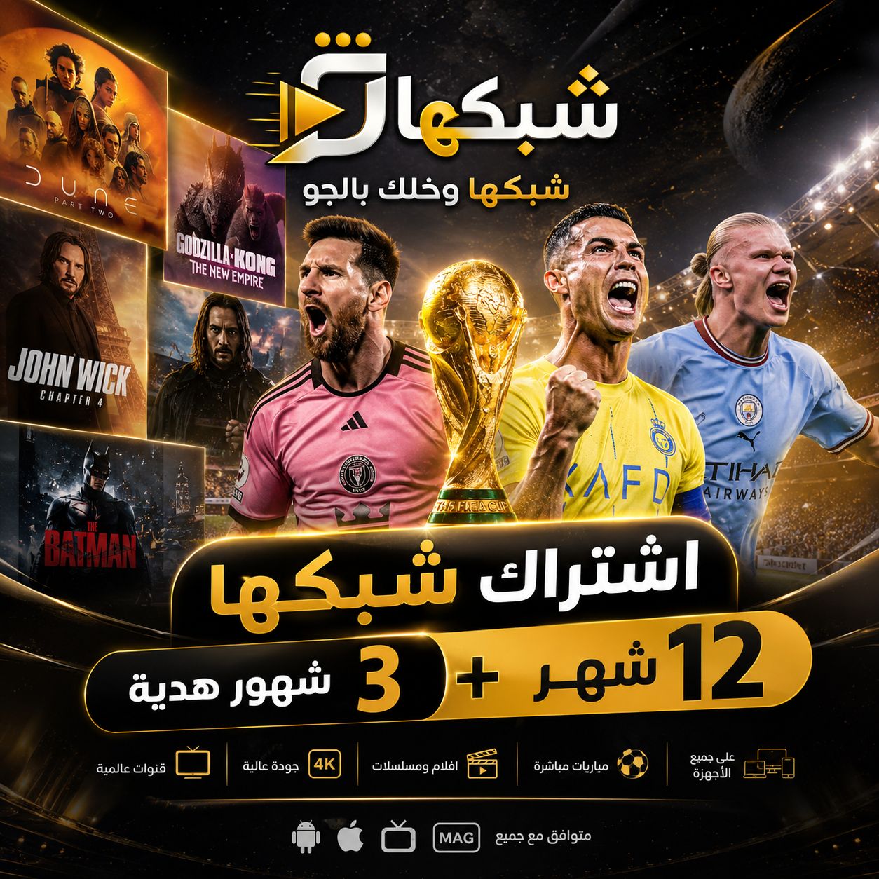 اشتراك شبكها 12 شهر+3 شهور هدية