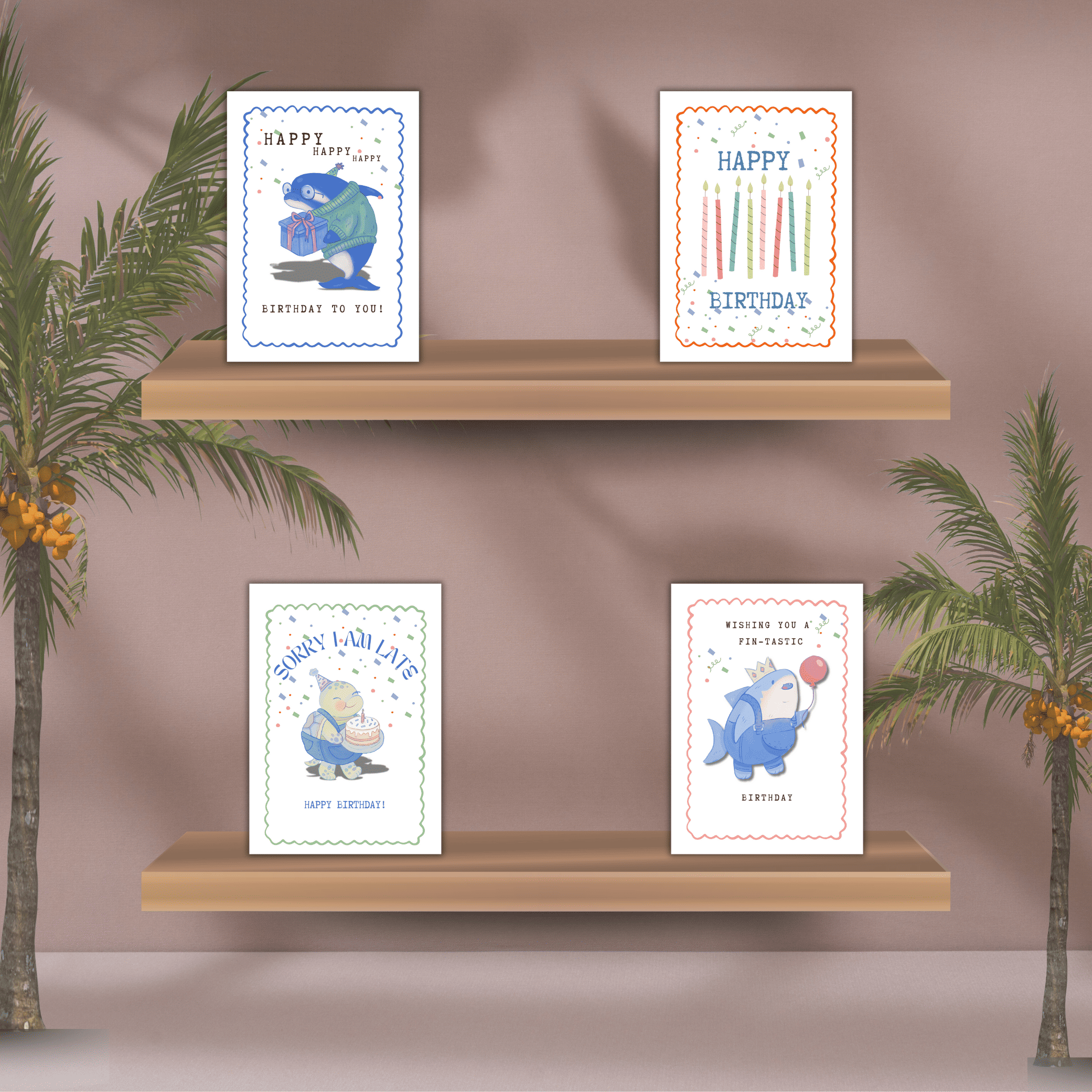 بطاقات تهنئة عيد ميلاد كيوت – رسومات حيوانات مضحكة وظريفة | كروت رقمية قابلة للطباعة