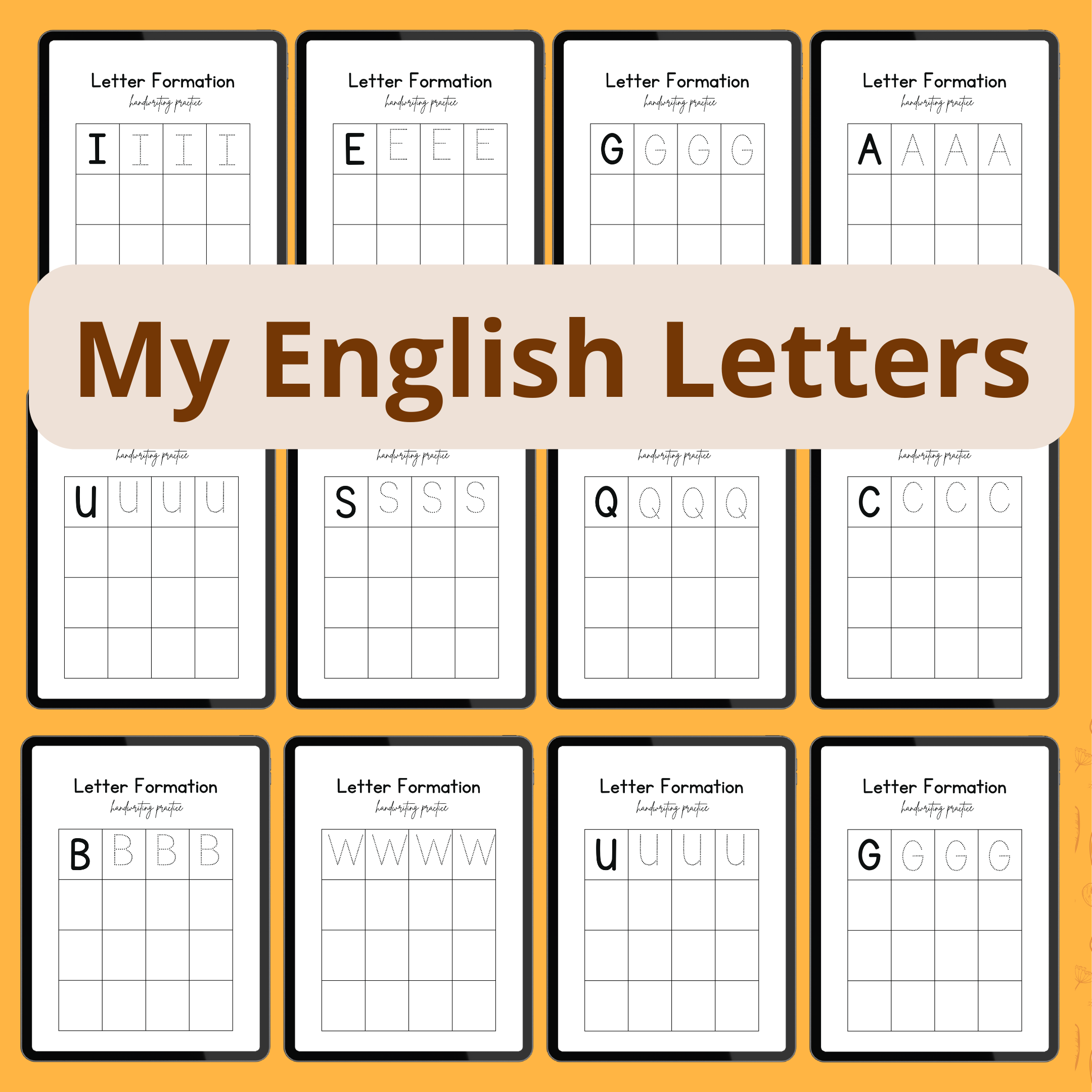 Letter Formation Handwriting( أوراق نسخ الحروف الانجليزيه الصغيره والكبيره)