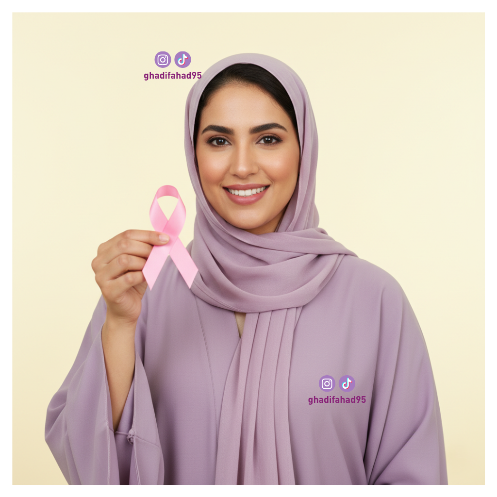 امرأة تحمل الشريط الوردي – صورة توعوية عن سرطان الثدي بتقنية الذكاء الاصطناعي
