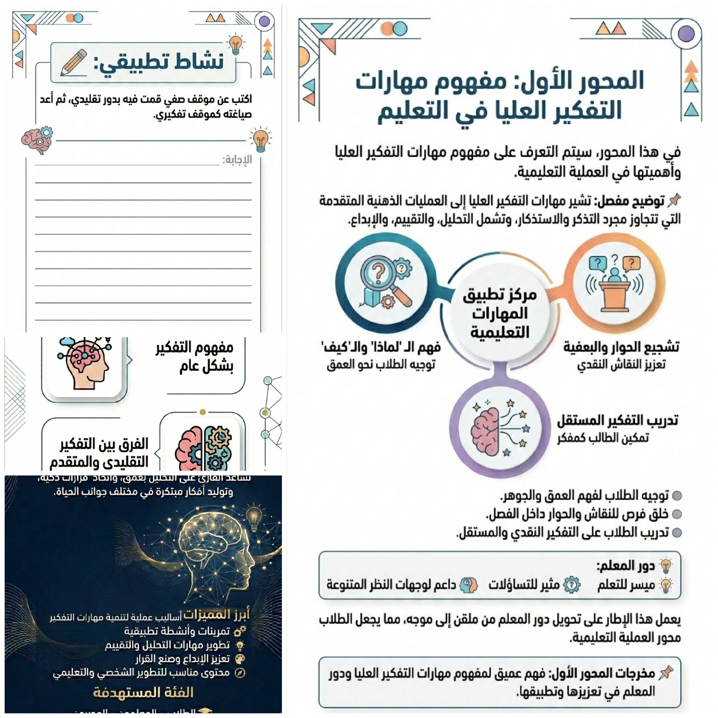 ورشه عمل دليل مهارات التفكير العليا، طوّر عقلك وارتقِ بأسلوبك في التعلم واتخاذ القرار