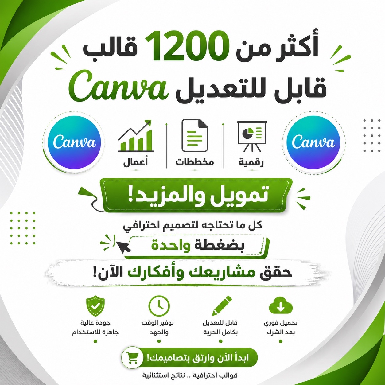 مكتبة 1200+ قالب Canva الاحترافية