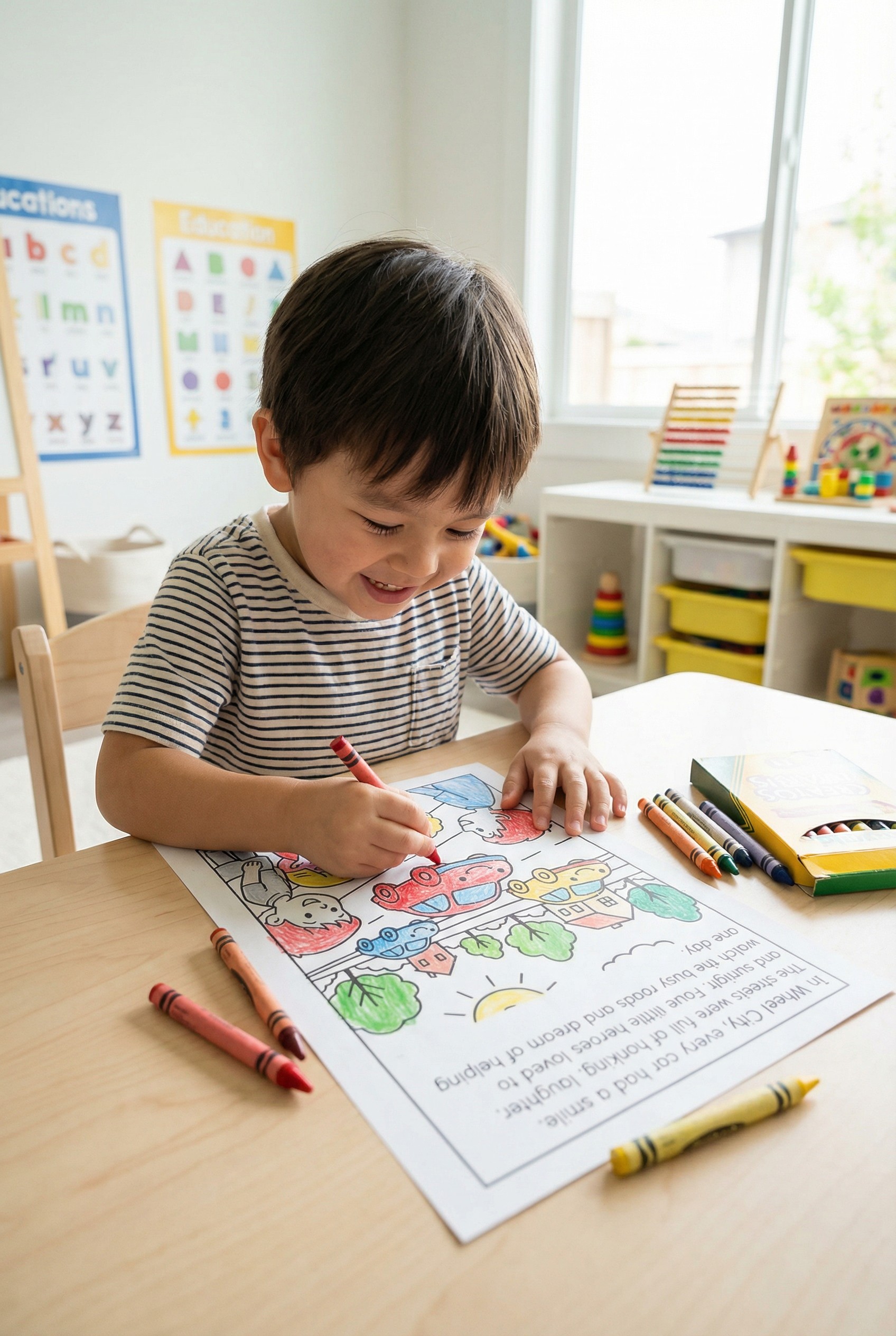 City of Wheels: Coloring Storybook for Kids (Ages 3–7)