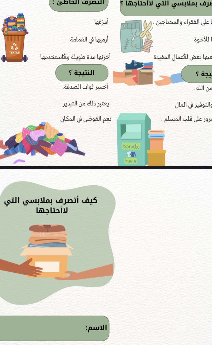 مطوية اسرية كيف اتصرف بملابسي التي لااحتاجها صف ثالث