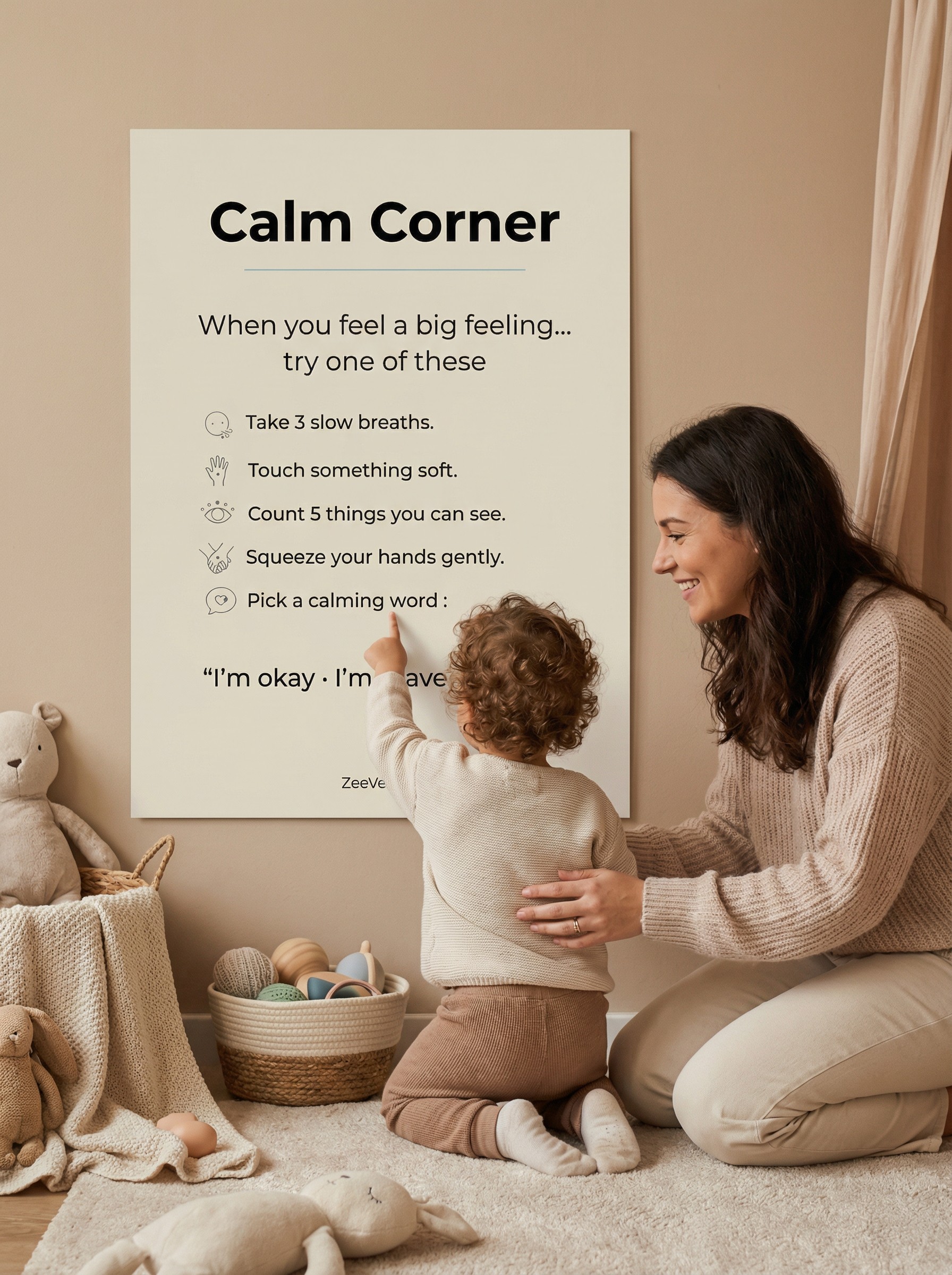 Kids Calm Corner Printable – Emotional Regulation Card for Toddlers & Preschool