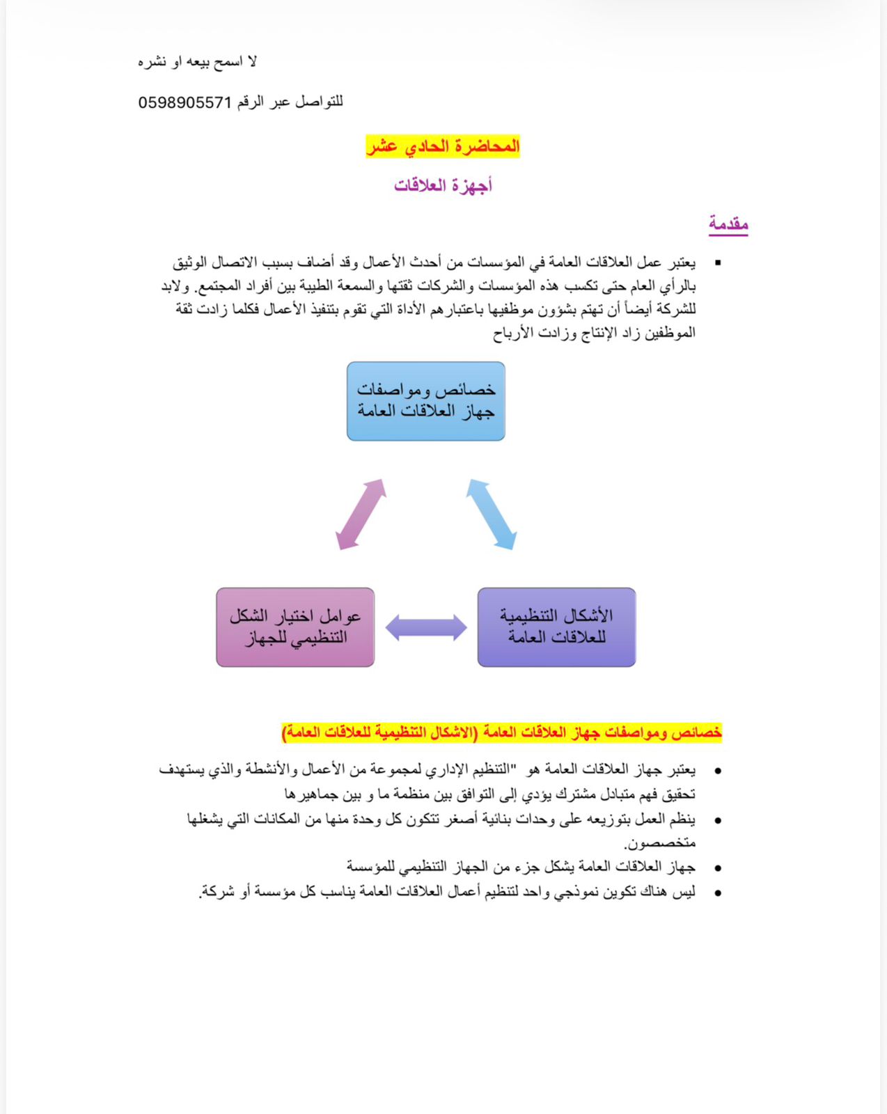 ملخص العلاقات العامة