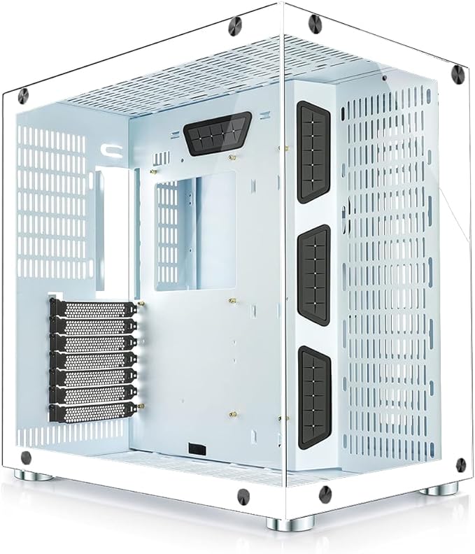 صندوق كمبيوتر متوسط الارتفاع ايه تي اكس من بيونتي، مع لوحين زجاجيين وشريط إضاءة RGB، صندوق كمبيوتر للألعاب بمنفذ إدخال وإخراج USB 3.0 وفلتر غبار مغناطيسي ويدعم التبريد المائي