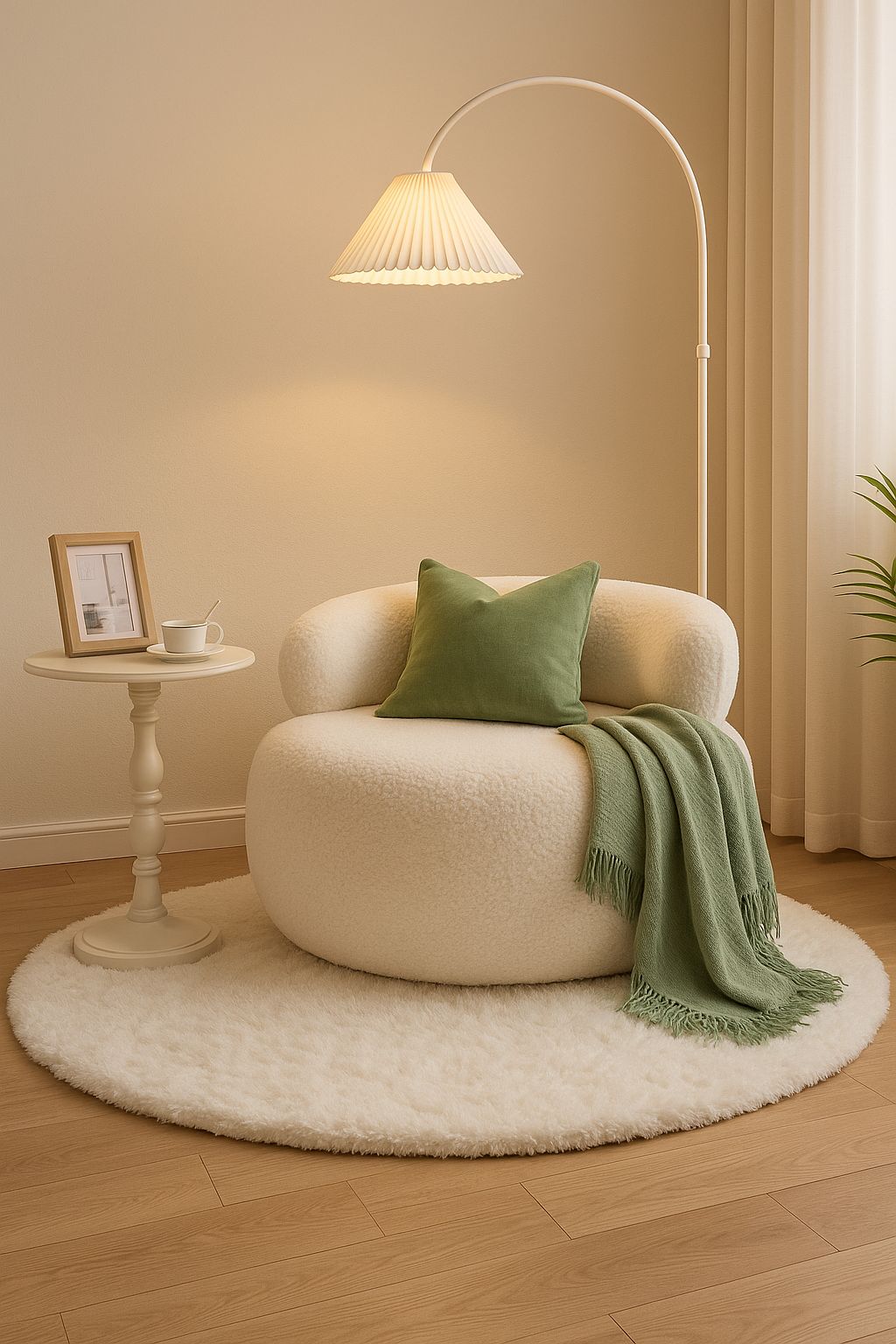 تنسيق ركن جلوس " بطابع ابيض واخضر "