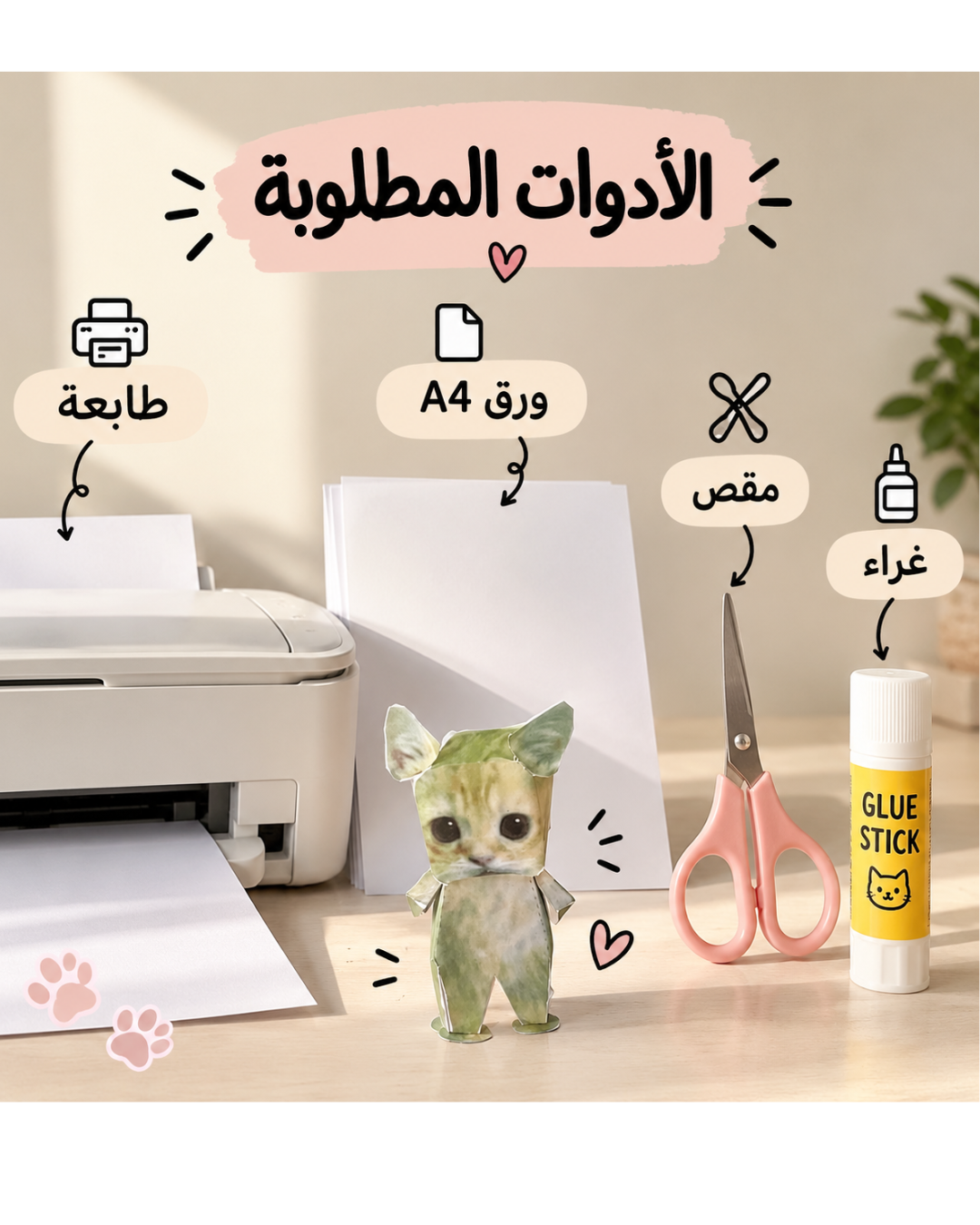Foldy Friends Kitten | Printable Paper Craft