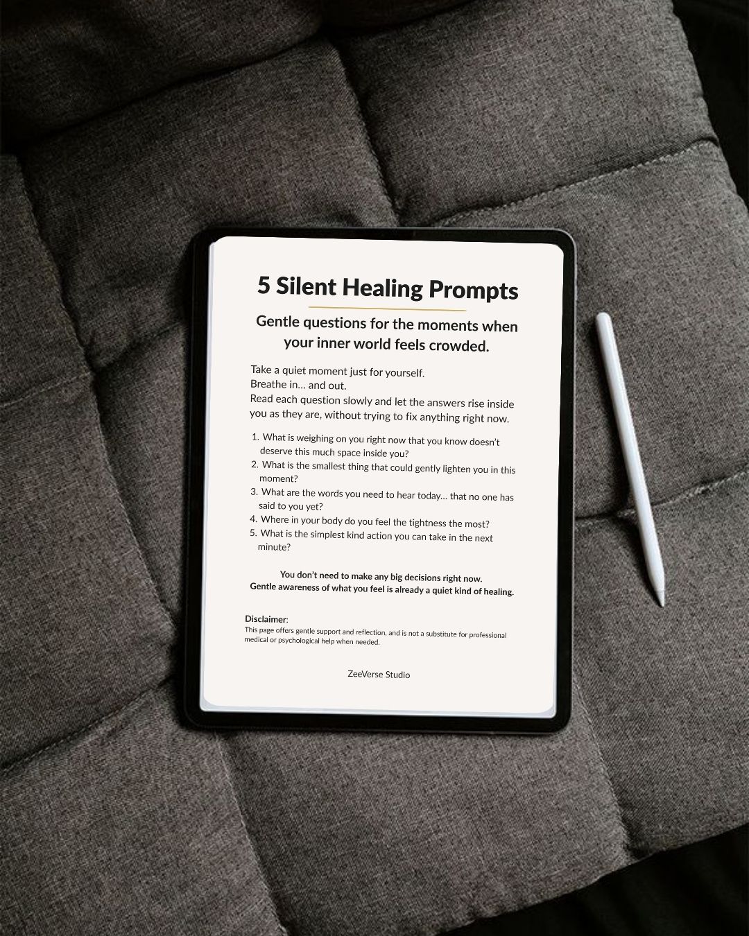 5 Silent Healing Prompts – A One-Page Calm Reflection Sheet