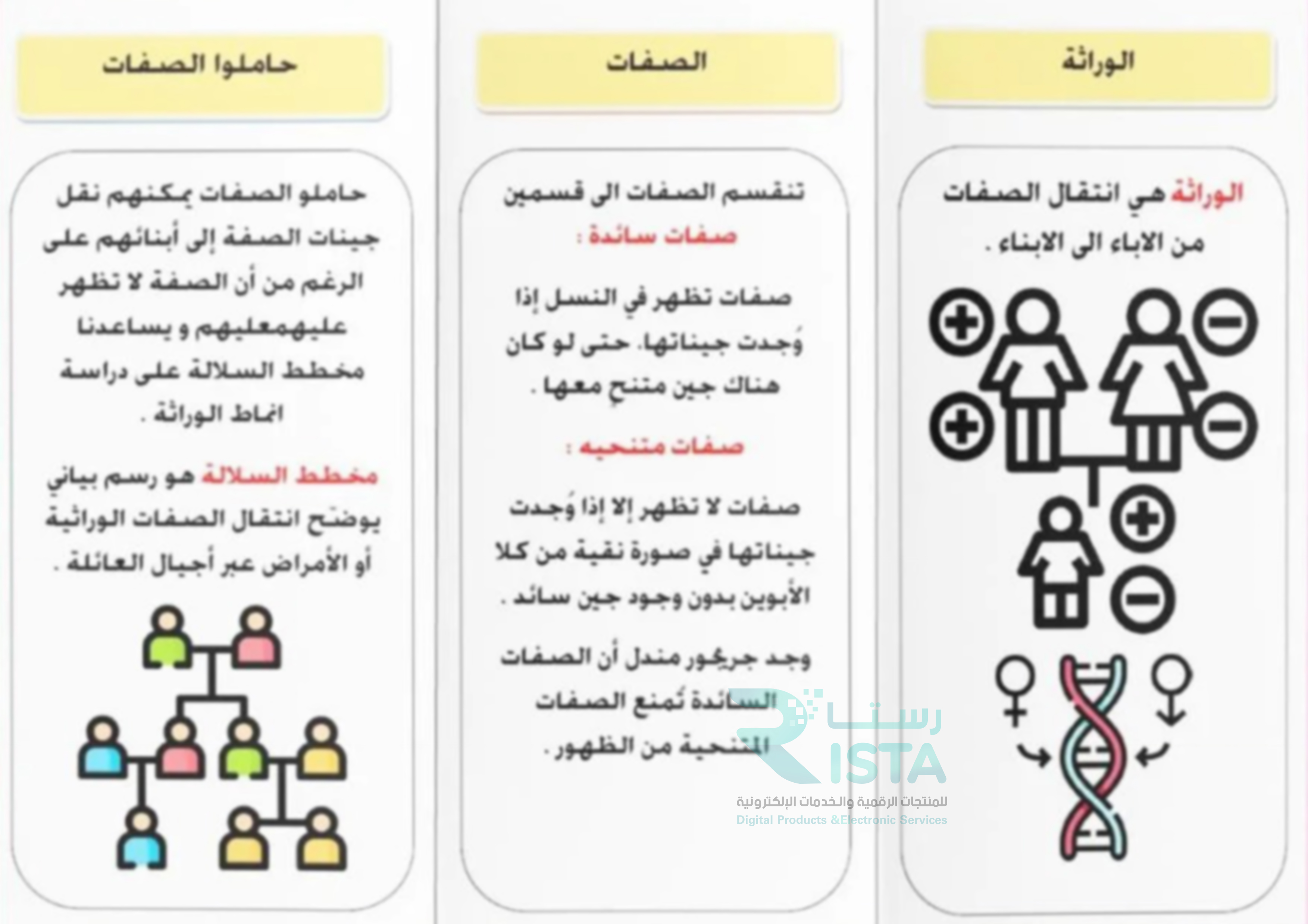 مطوية الصفات الوراثية علوم الصف السادس الإبتدائي