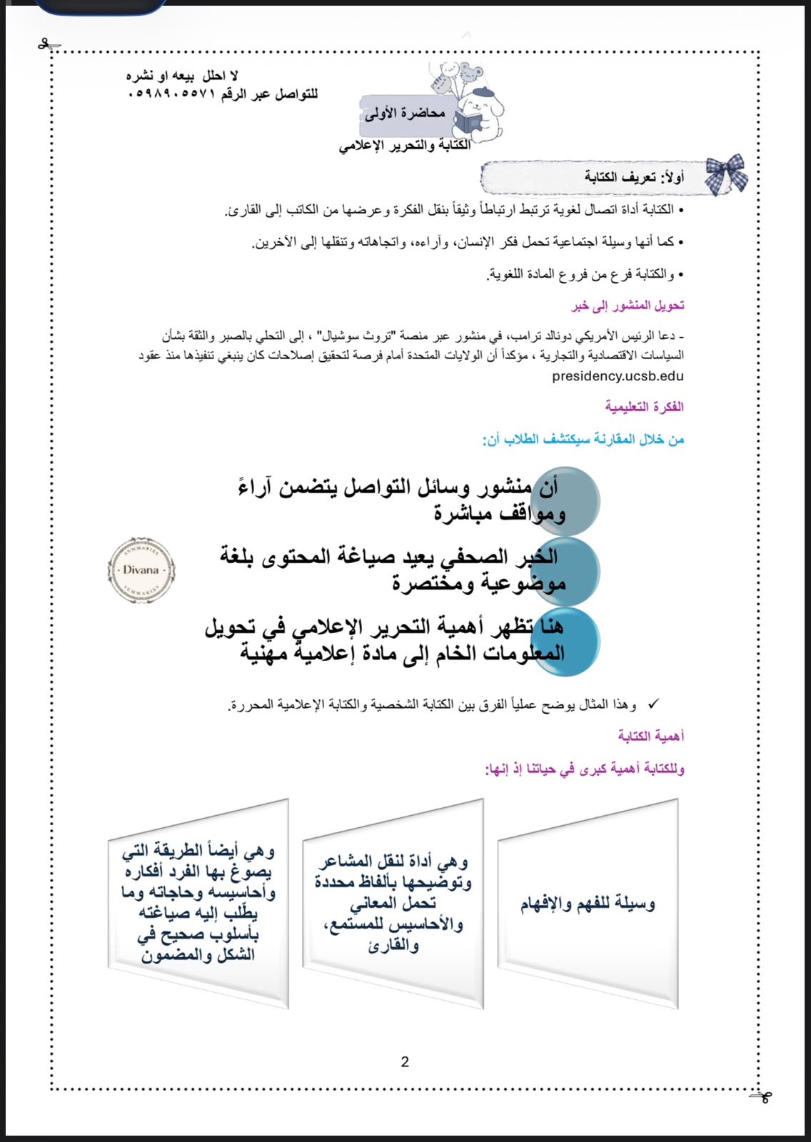 ملخص مبادئ الكتابة الأعلامية