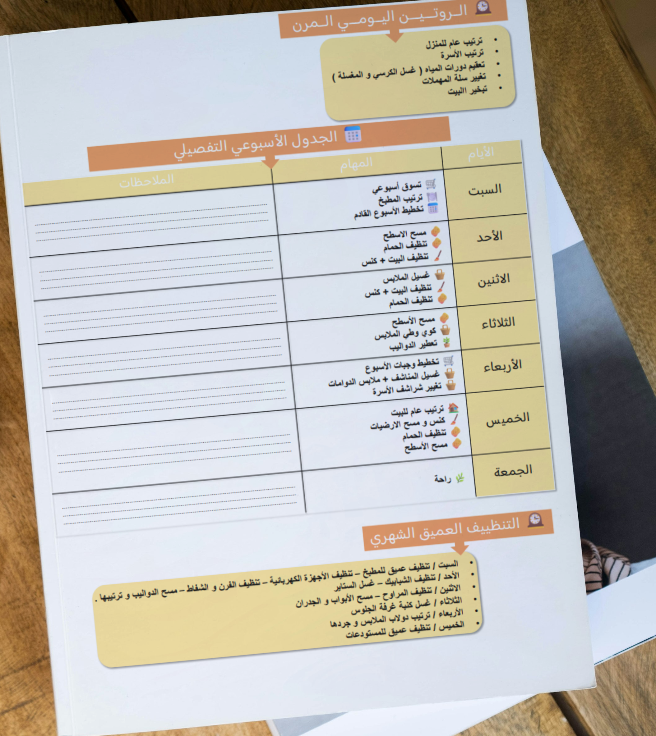 جدول التنظيم الذكي للمنزل | روتين يومي مرن • تخطيط أسبوعي • تنظيف شهري متكامل