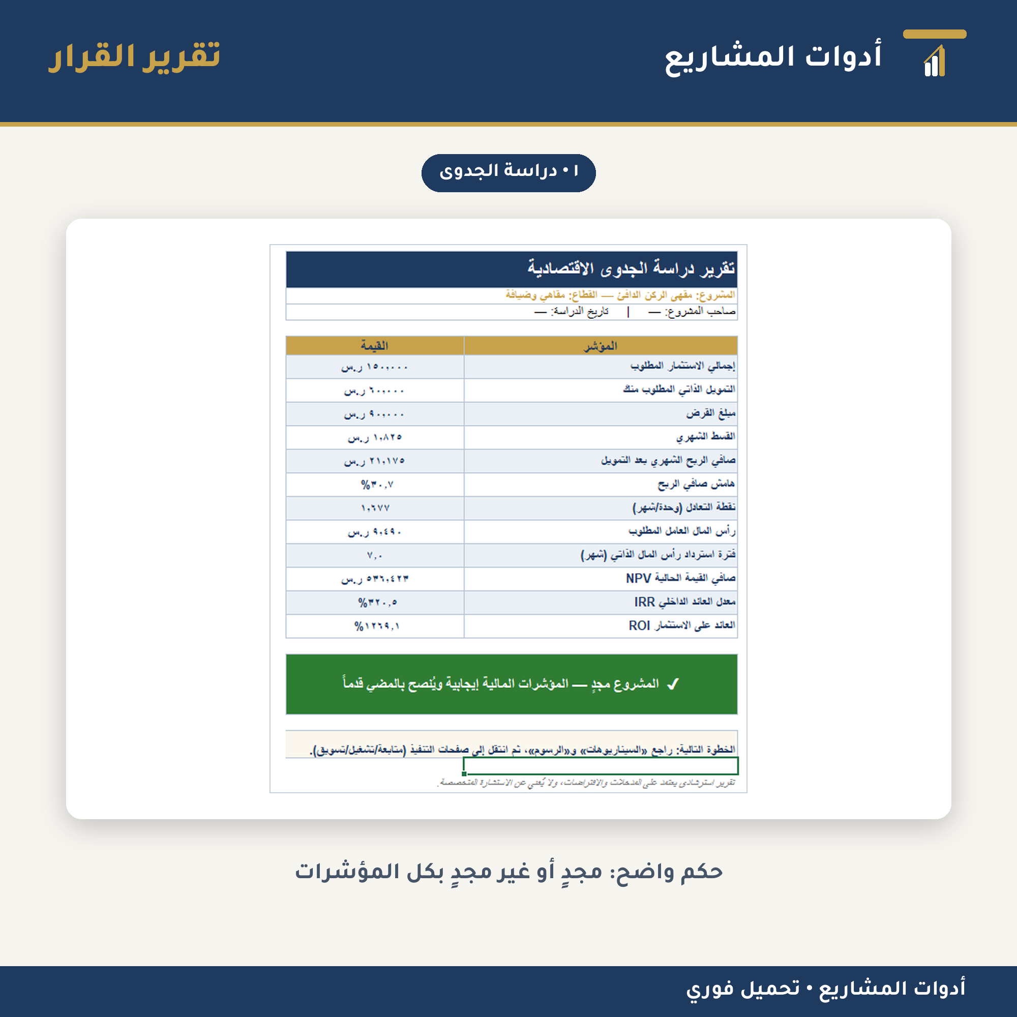 الباقة الكاملة: دراسة جدوى + تقرير وورد + جرد مخزون وأرباح + حاسبة تسعير — إكسل ووورد لإدارة المشاريع