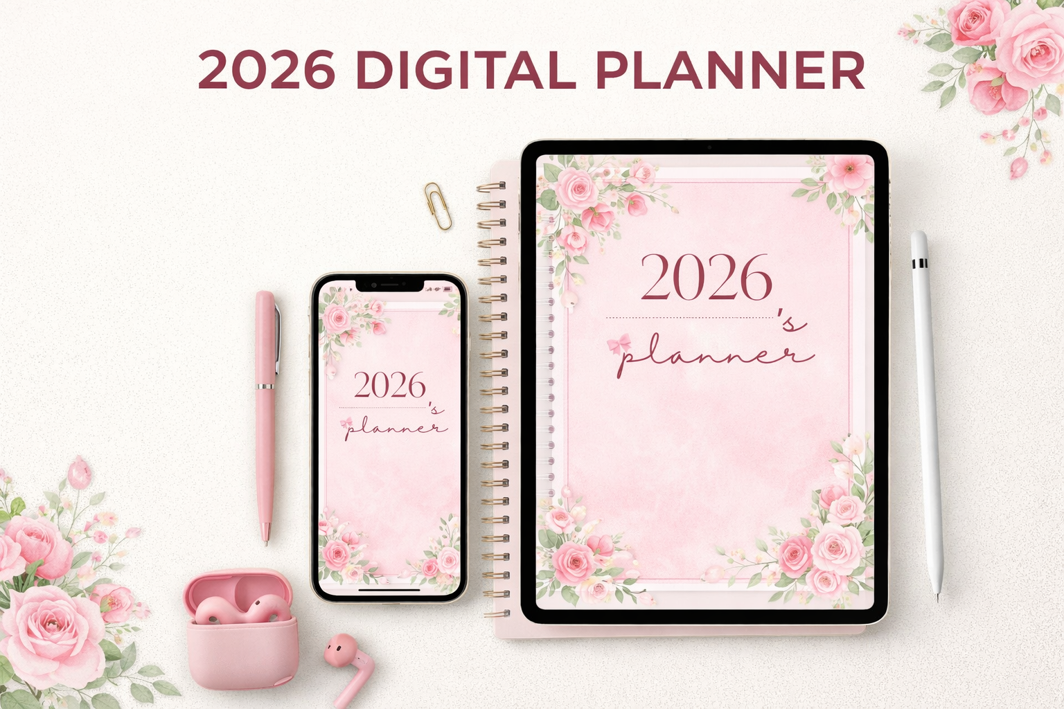 بلانر رقمي 2026 – بتصميم أنيق وعملي يساعدك على الإنجاز