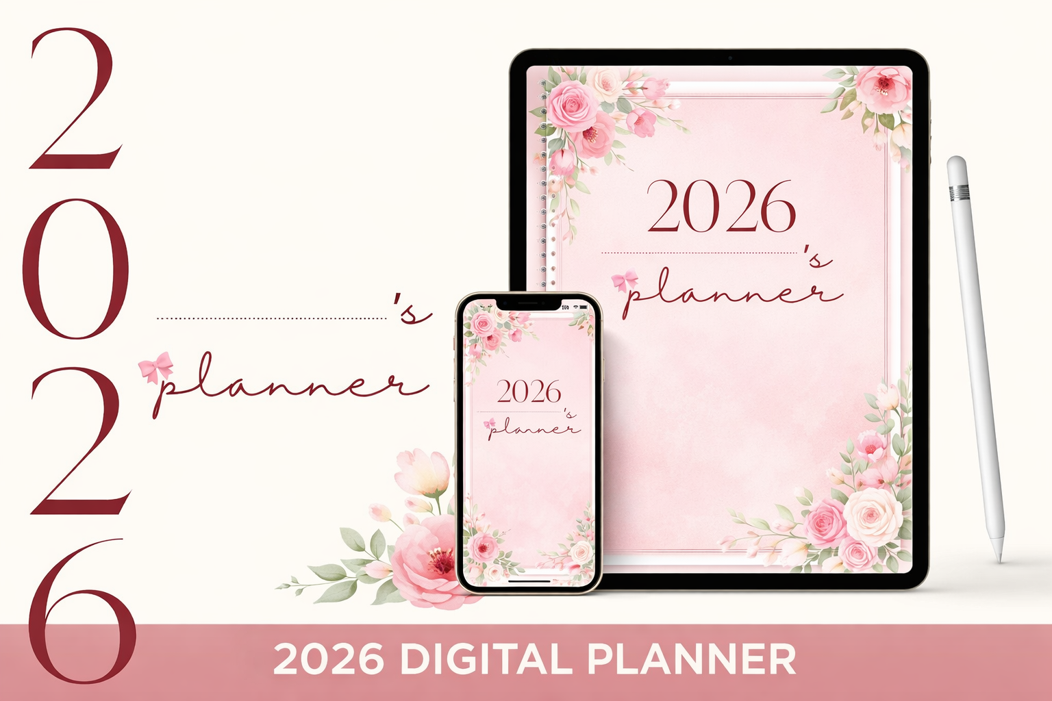 بلانر رقمي 2026 – بتصميم أنيق وعملي يساعدك على الإنجاز