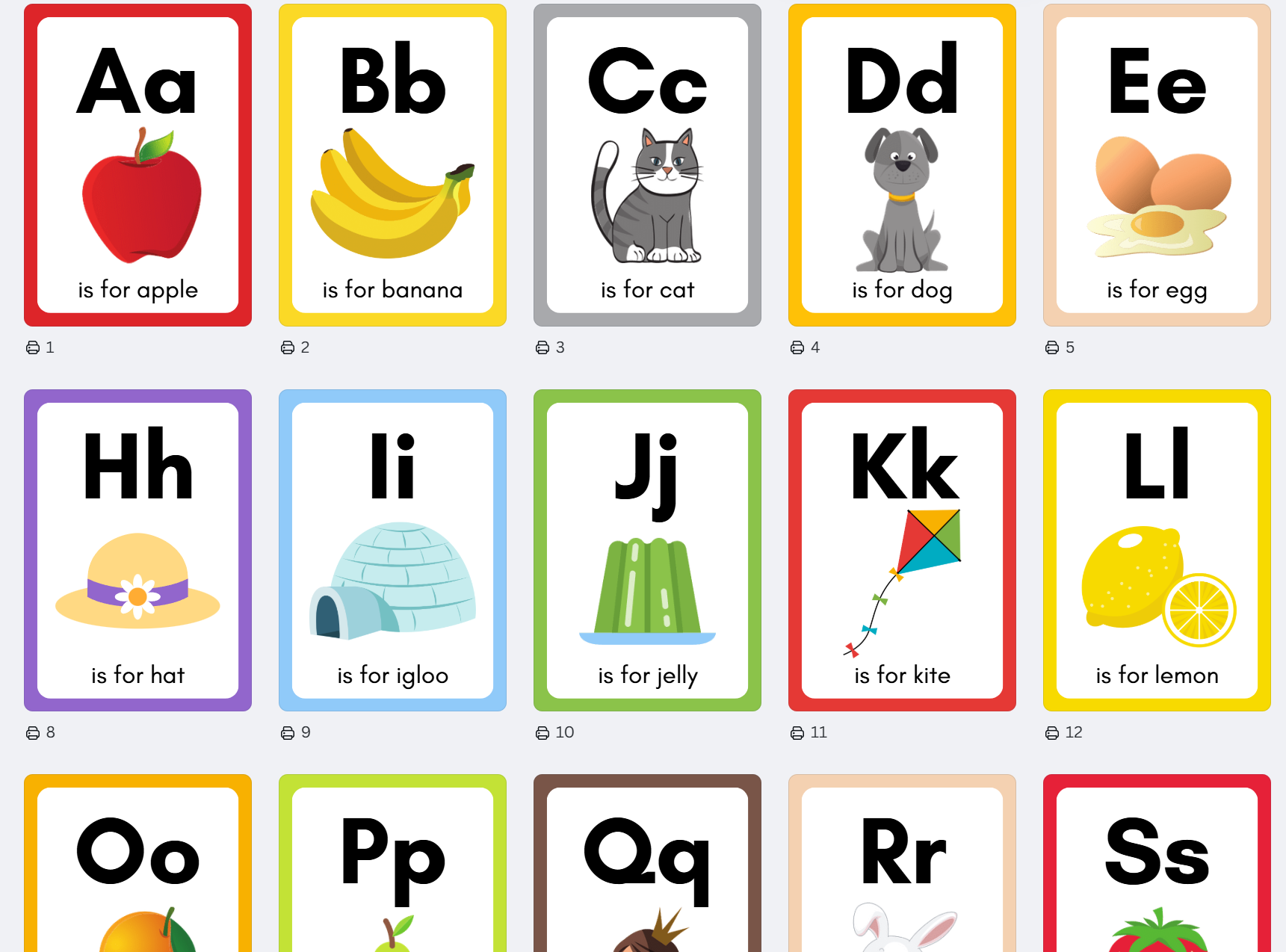 Alphabet flash cards