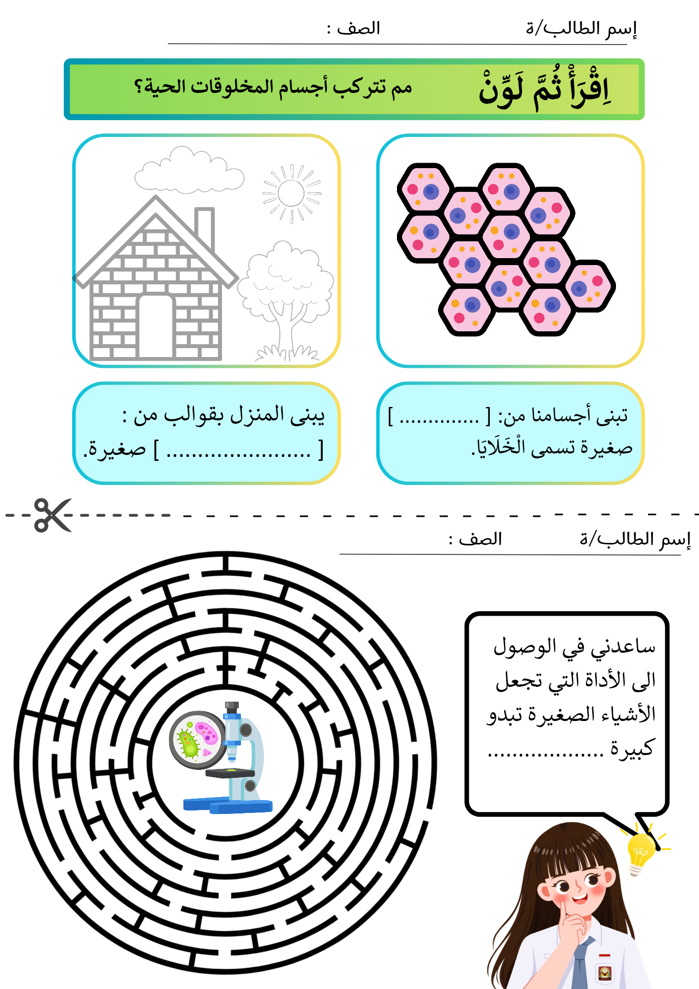 أوراق عمل درس ( المخلوقات الحية ) علوم ثالث إبتدائي pdf
