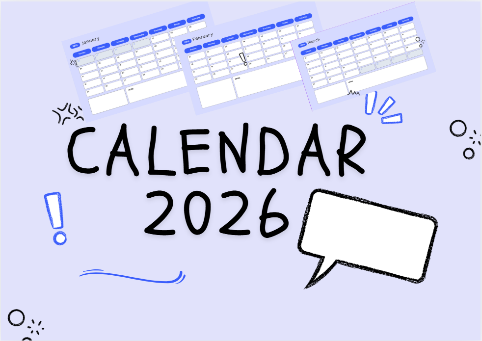 كالندر(تقويم)2026 باللون البنفسج