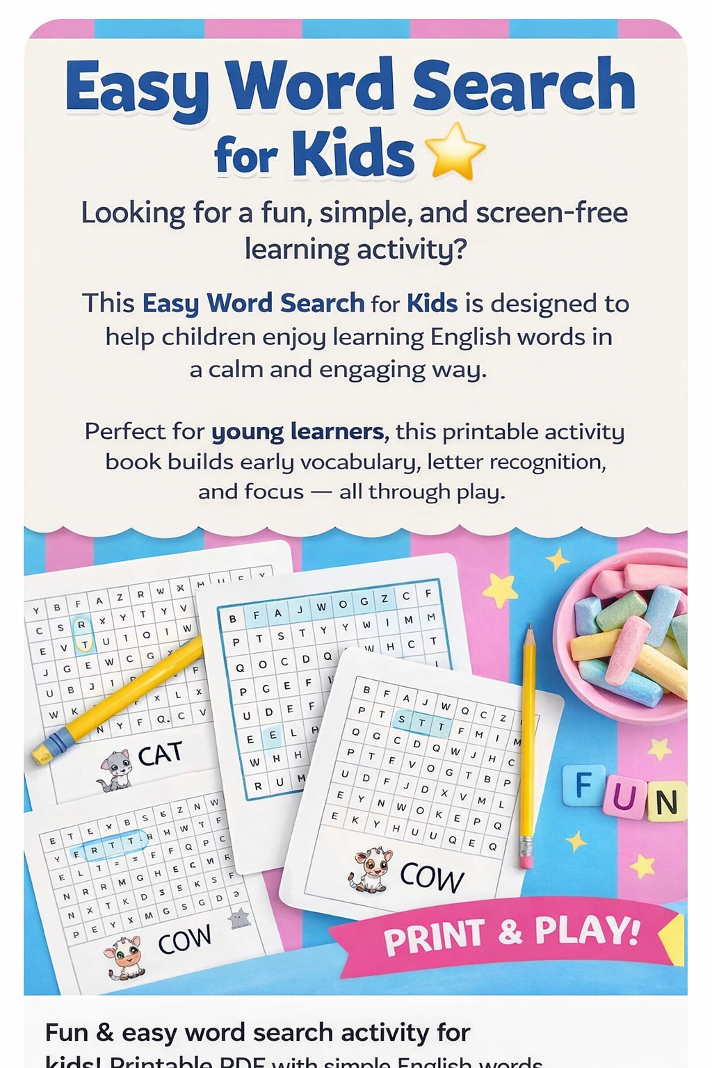 Easy Word Search for Kids