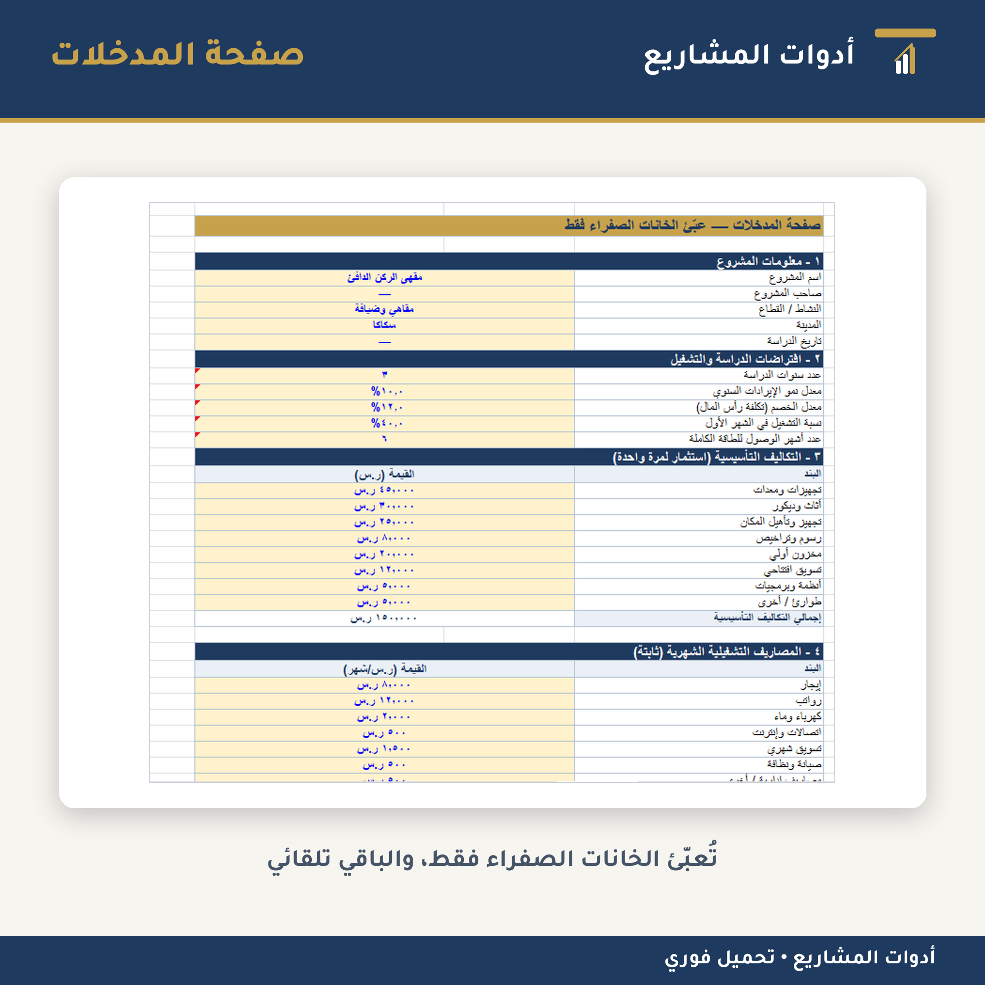 قالب دراسة جدوى اقتصادية جاهز — إكسل + قالب تقربر وورد مجاناً