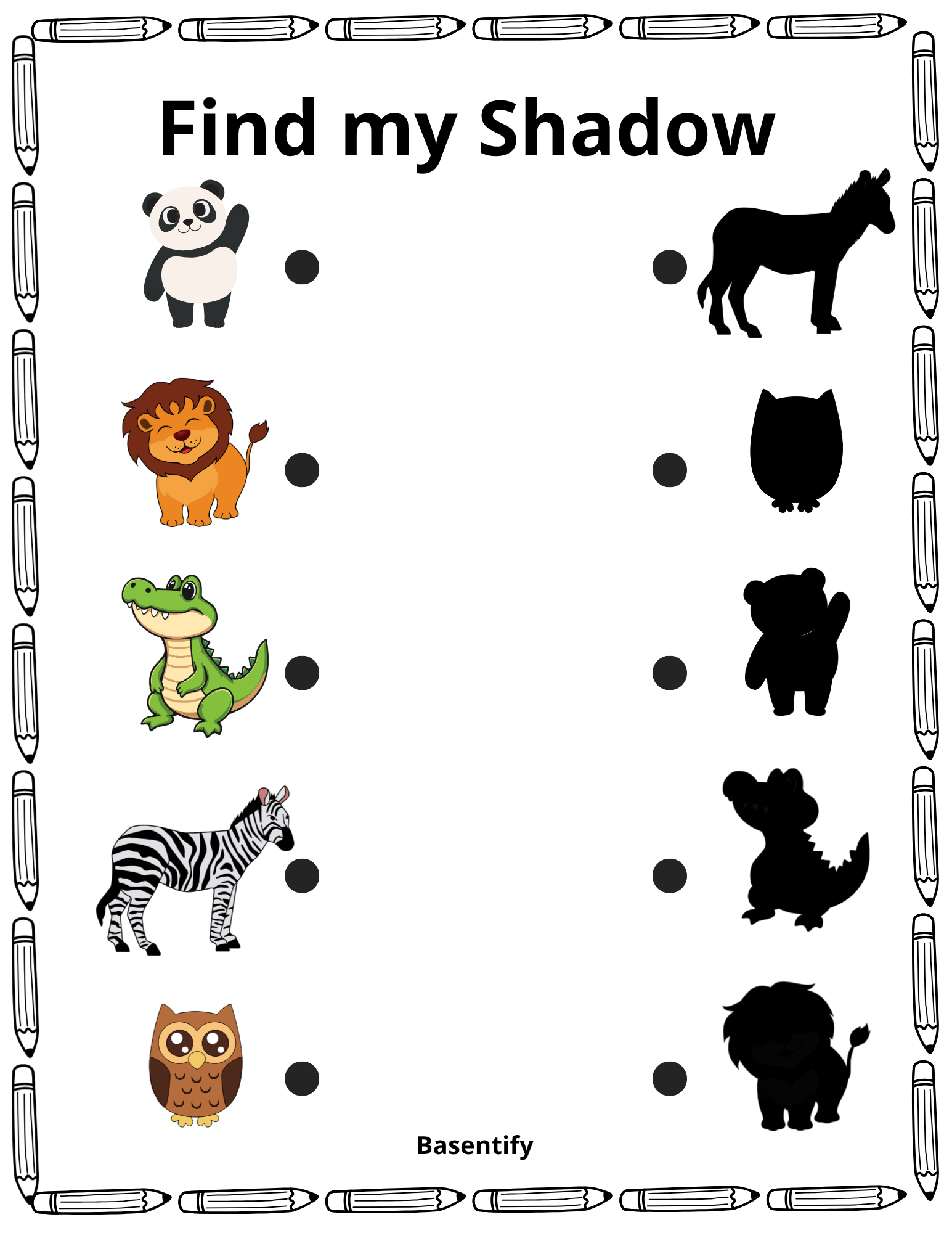 "كتاب مطابقة الظل – 15 ورقة أنشطة للأطفال جاهزة للطباعة"