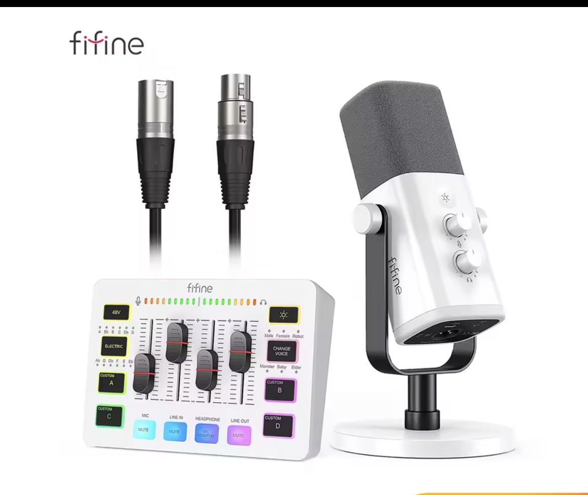 مجموعة صوت الألعاب FIFINE ميكروفون/خلاط/سماعة رأس لتدفق البث ، مجموعة بودكاست ليوتيوب/OBS/Tiktok/X/Instagram-AM8/H9/SC3