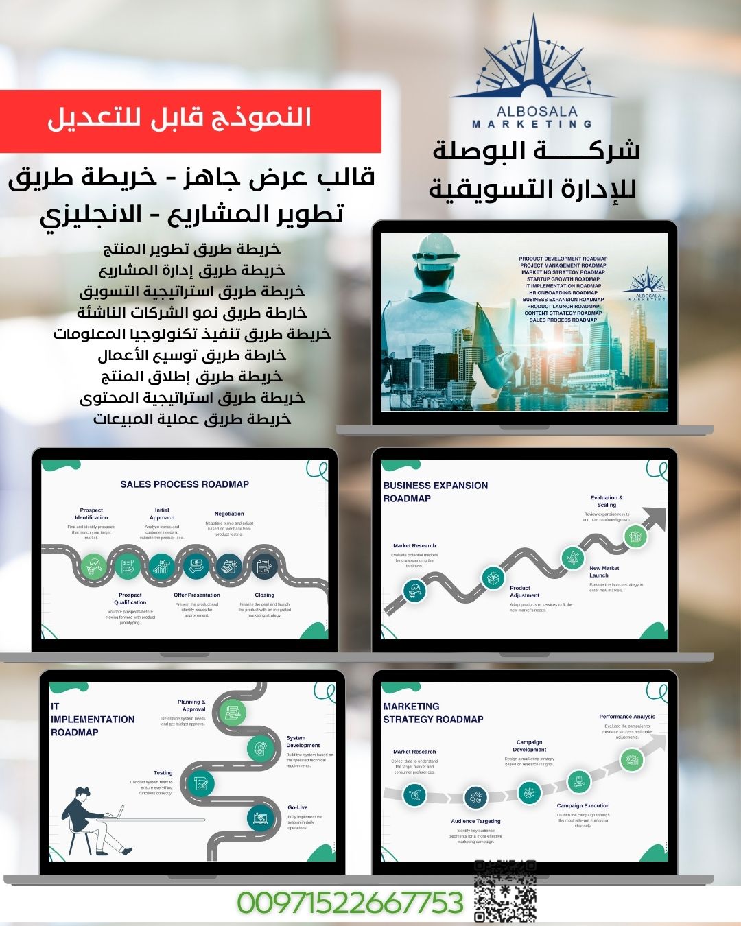 قالب عرض جاهز - خريطة طريق تطوير المشاريع