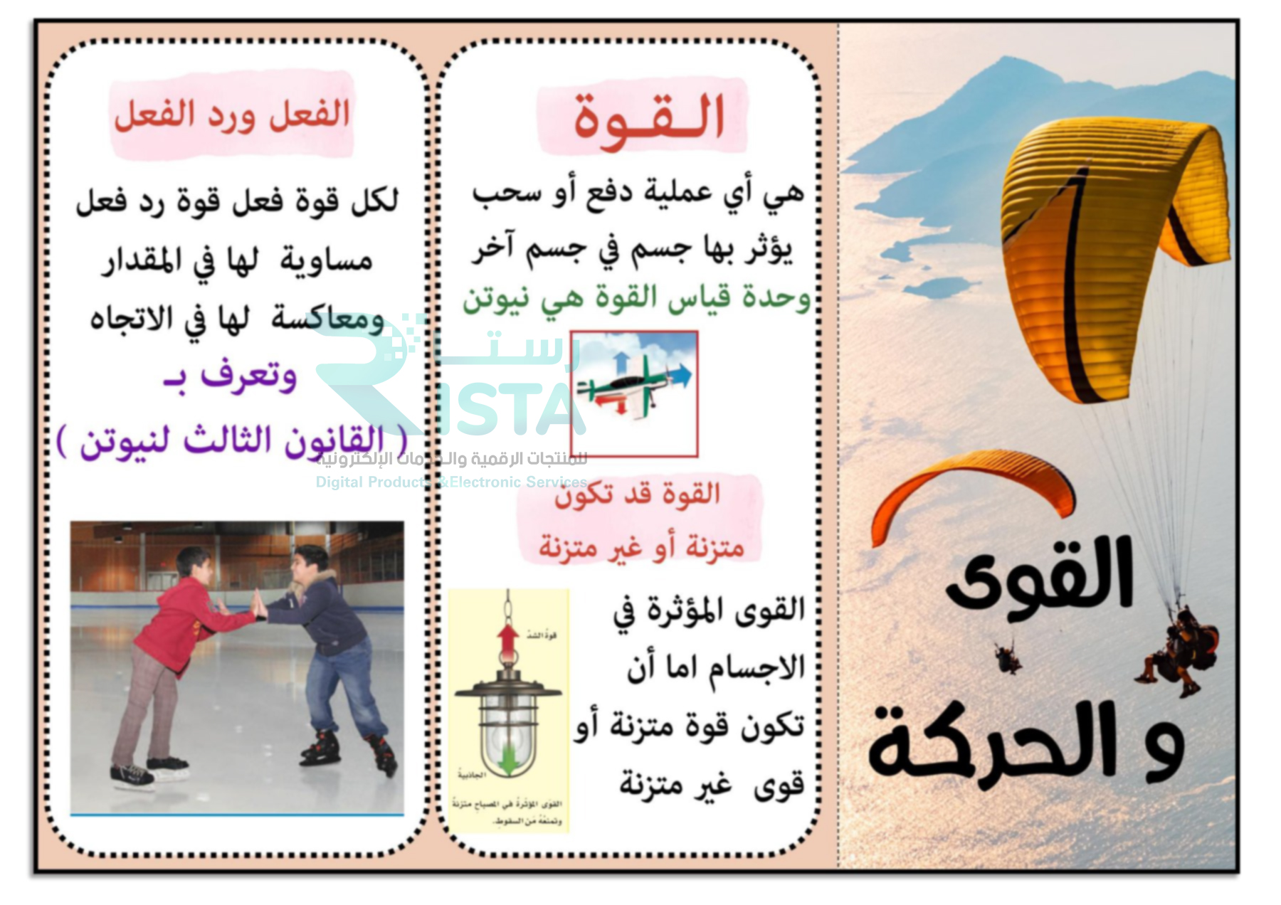 مطوية القوى والحركة علوم سادس ابتدائي