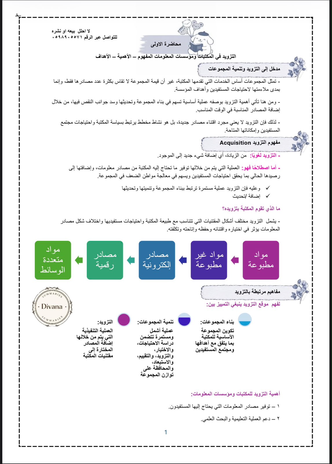 ملخص تنميه المجموعات