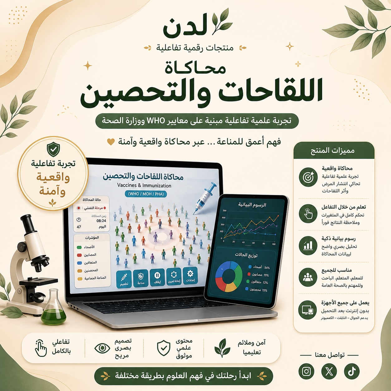 "فايروس ضدّ لقاح" — مختبرك الشخصيّ لمحاكاة الأوبئة واللقاحات 🧪⚡