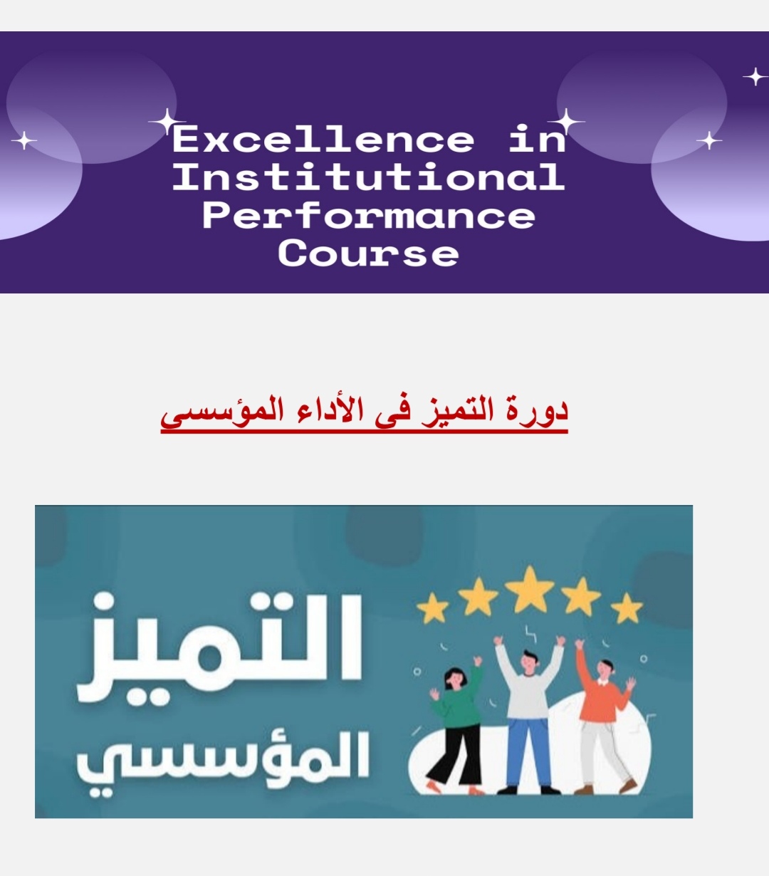 دورة  التميز في الأداء المؤسسي.