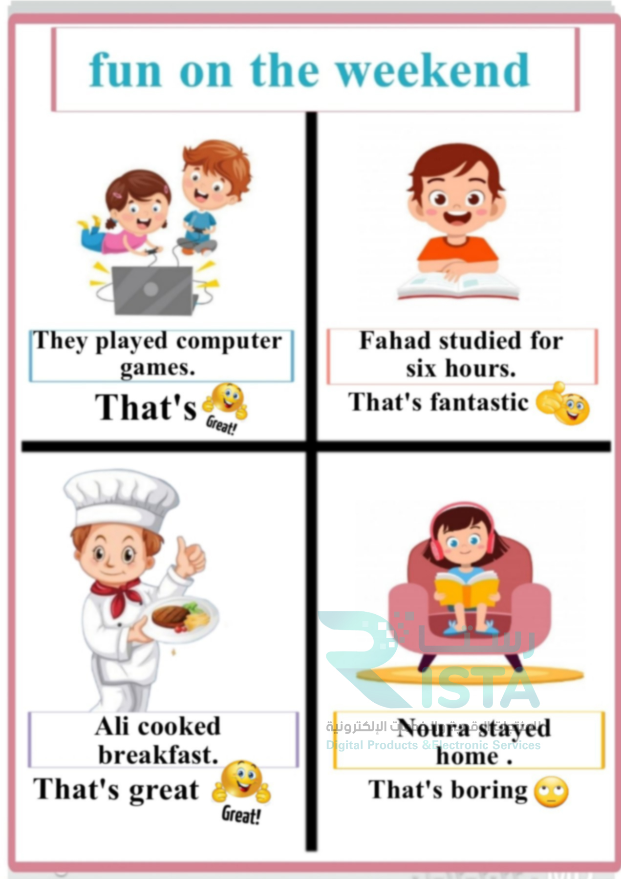 مطوية fun weekend boy انجليزي الثالث الإبتدائي  الفصل الدراسي الثاني