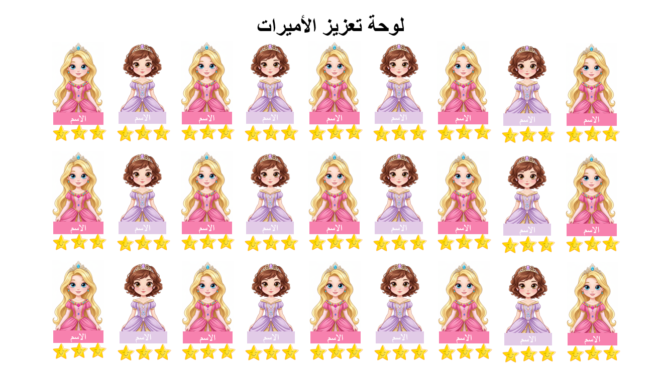 لوحة تعزيز تفاعلية - الأميرات